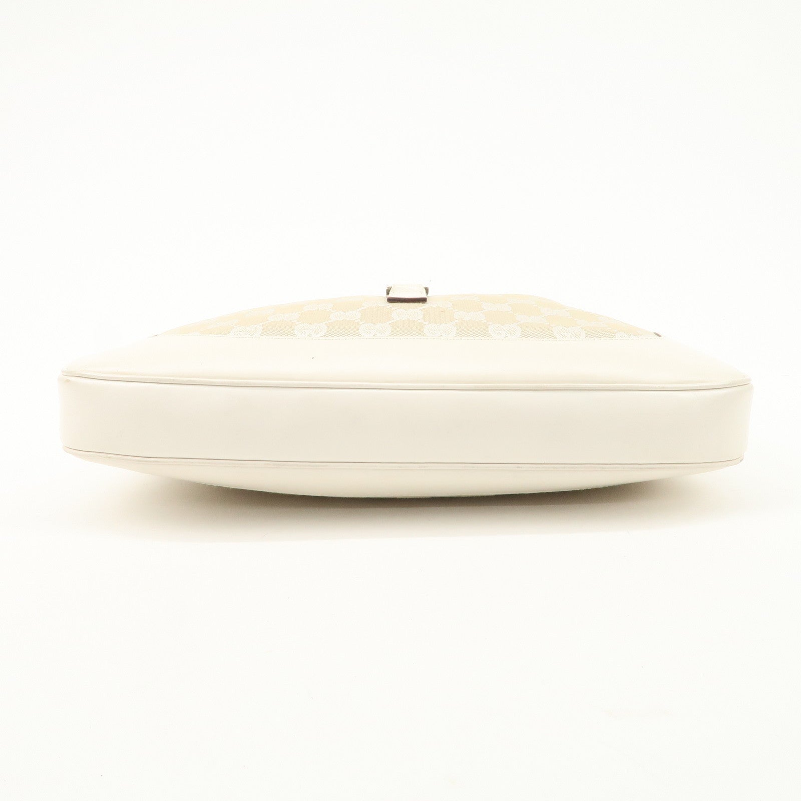 GUCCI Jackie GG Canvas Leather Shoulder Bag Beige White