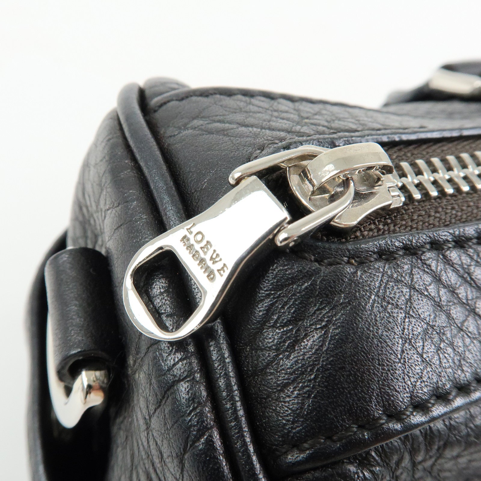 LOEWE Anagram Calf Leather Hand Bag Mini Boston Bag Black