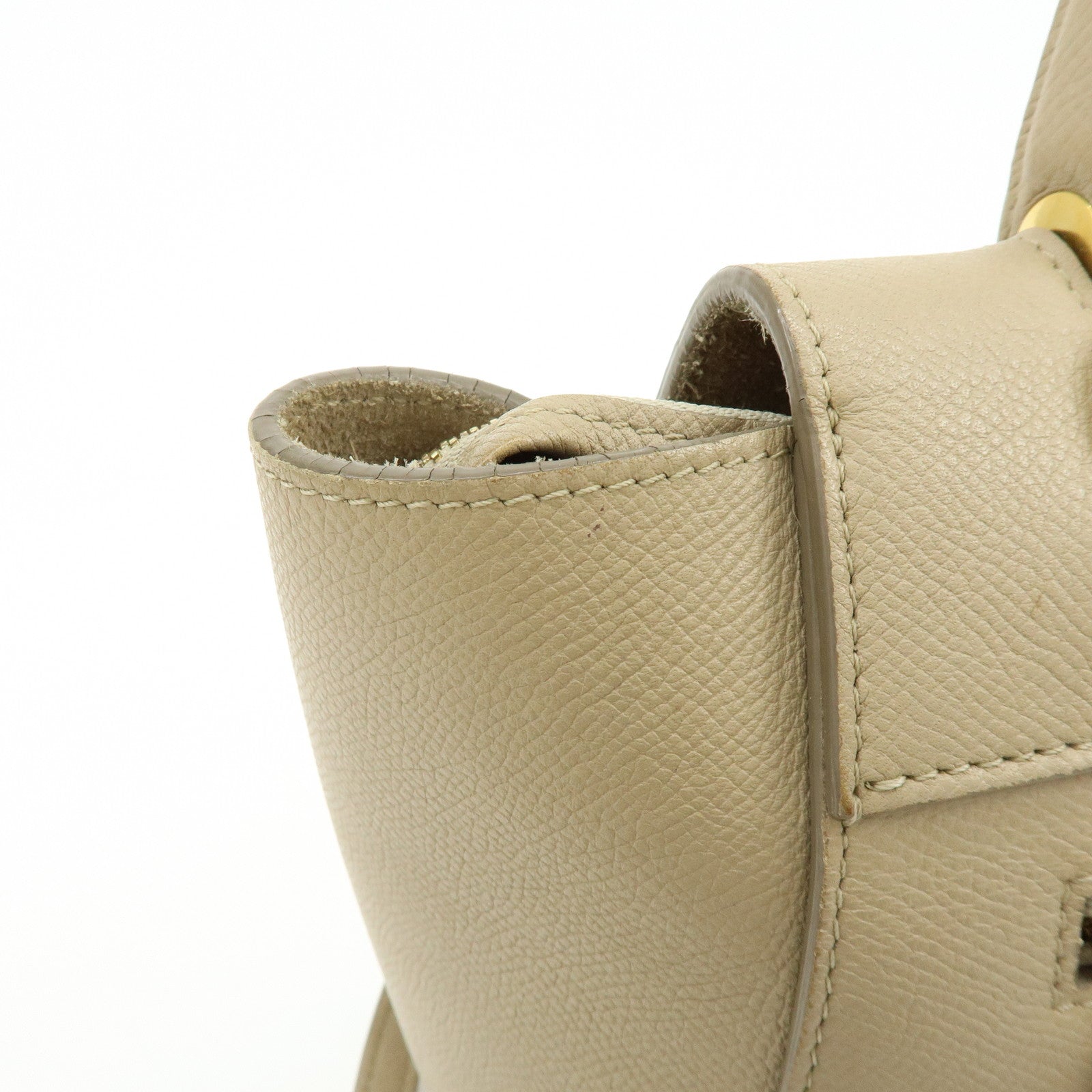 CELINE Belt Bag Leather 2WAY Bag Hand Bag Shoulder Bag Greige