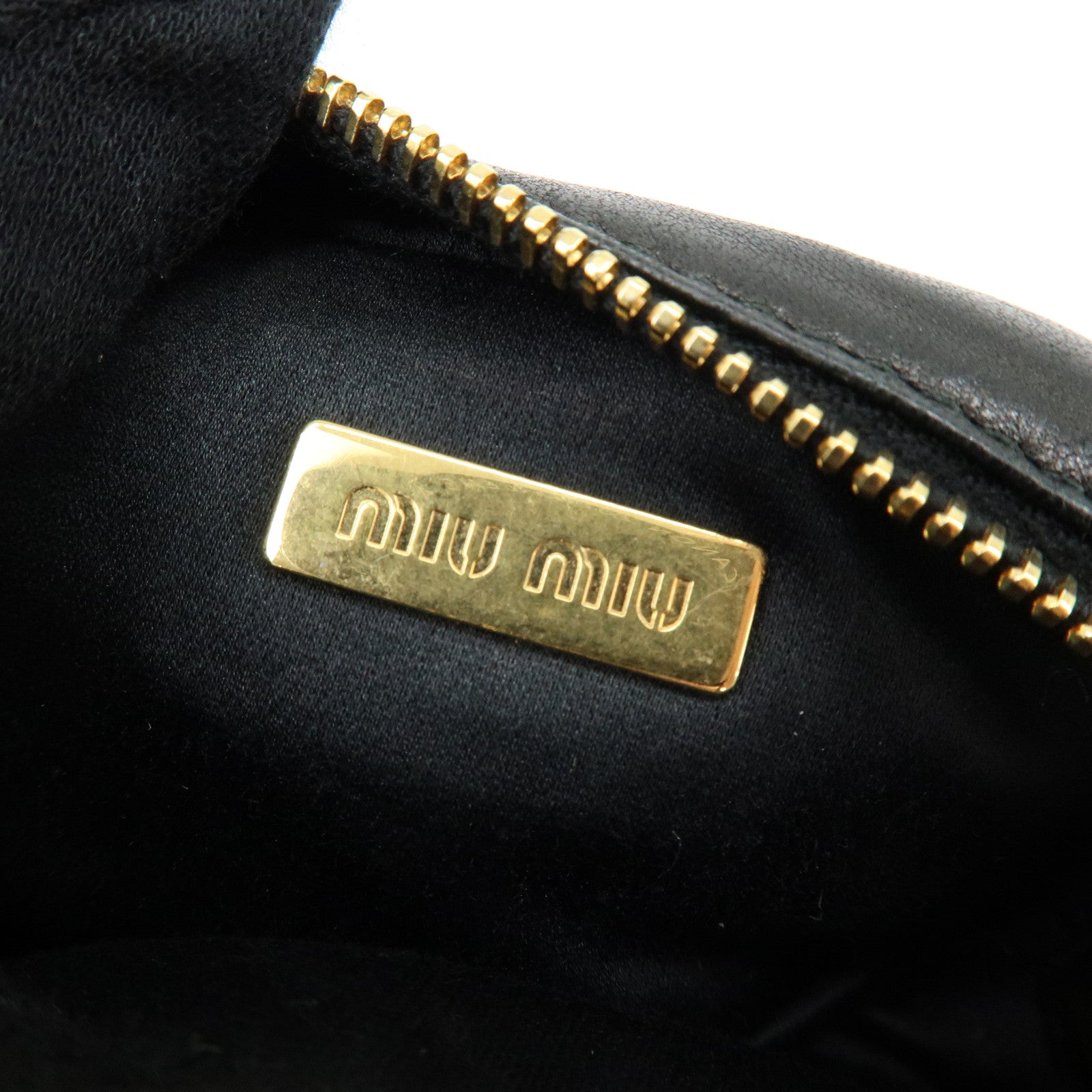 MIU MIU Nappa Leather Bag Charm Pouch Coin Case Black 5M1353
