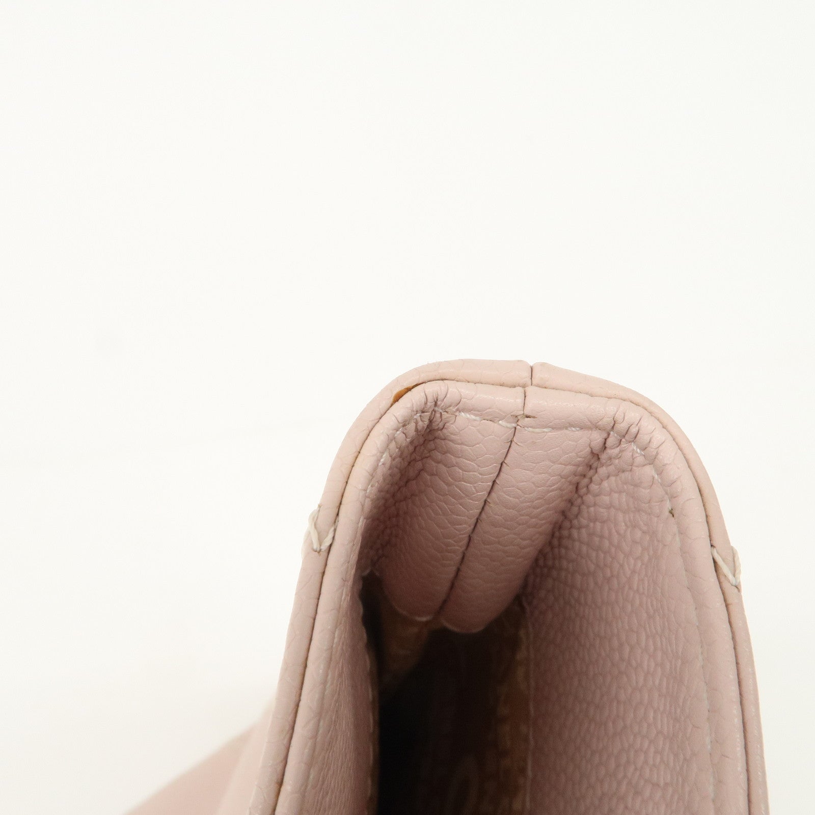 CHANEL Chocolate Bar Caviarskin Tote Bag Hand Bag Pink Silver Used