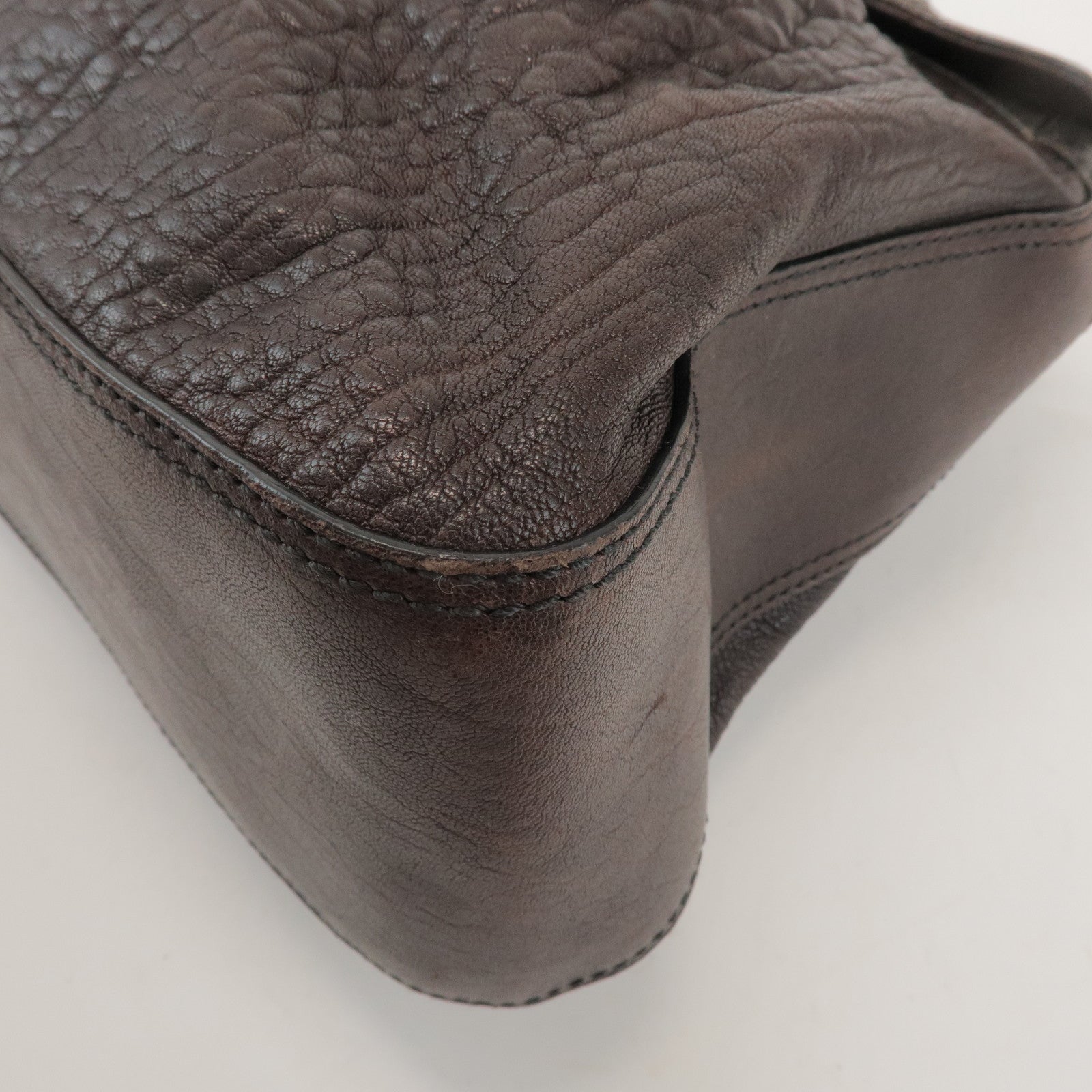 FENDI Zucca Leather PVC Coated Canvas B Bag Boston Bag Brown 8BN166