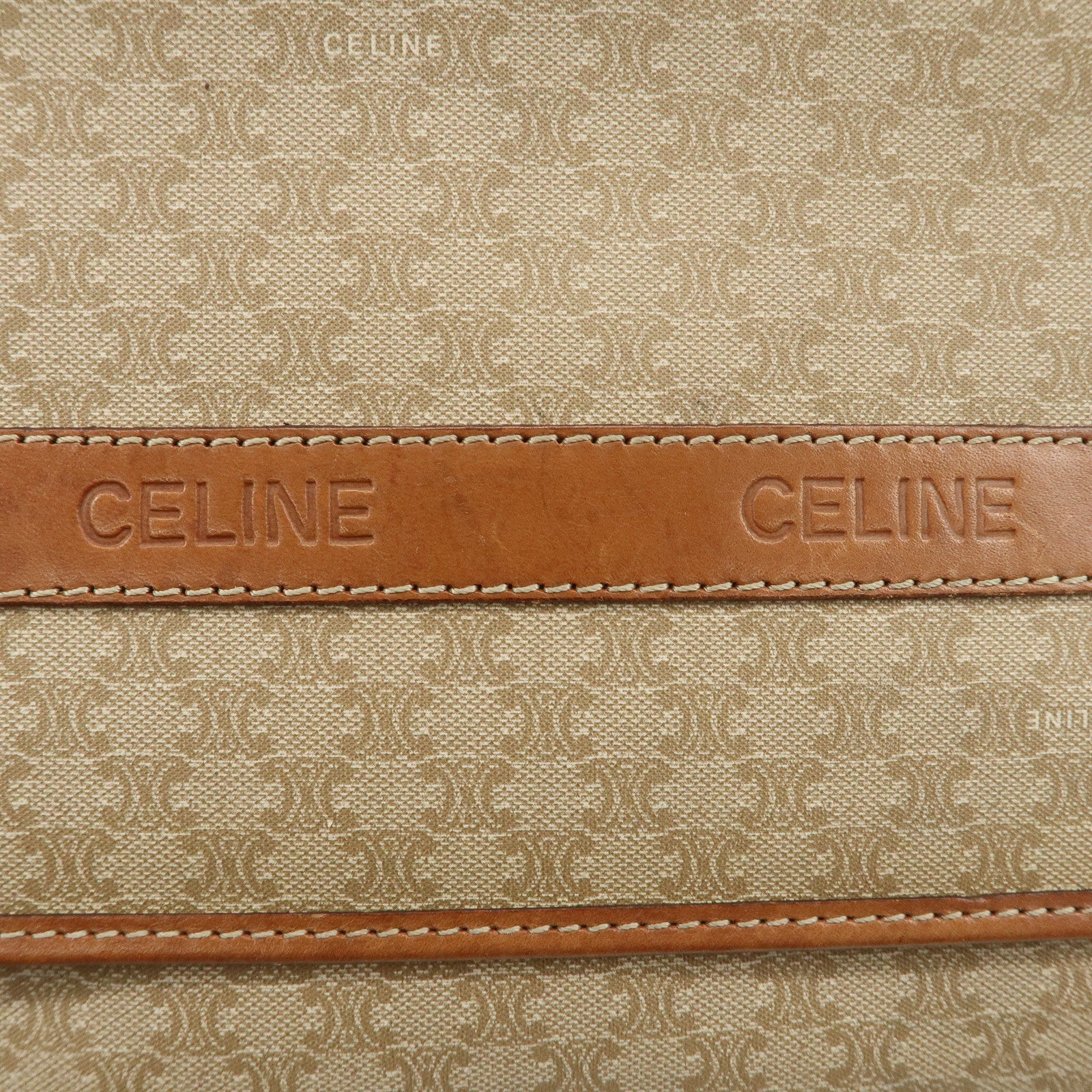 CELINE Macadam PVC Leather 2Way Bag Shoulder Bag Beige