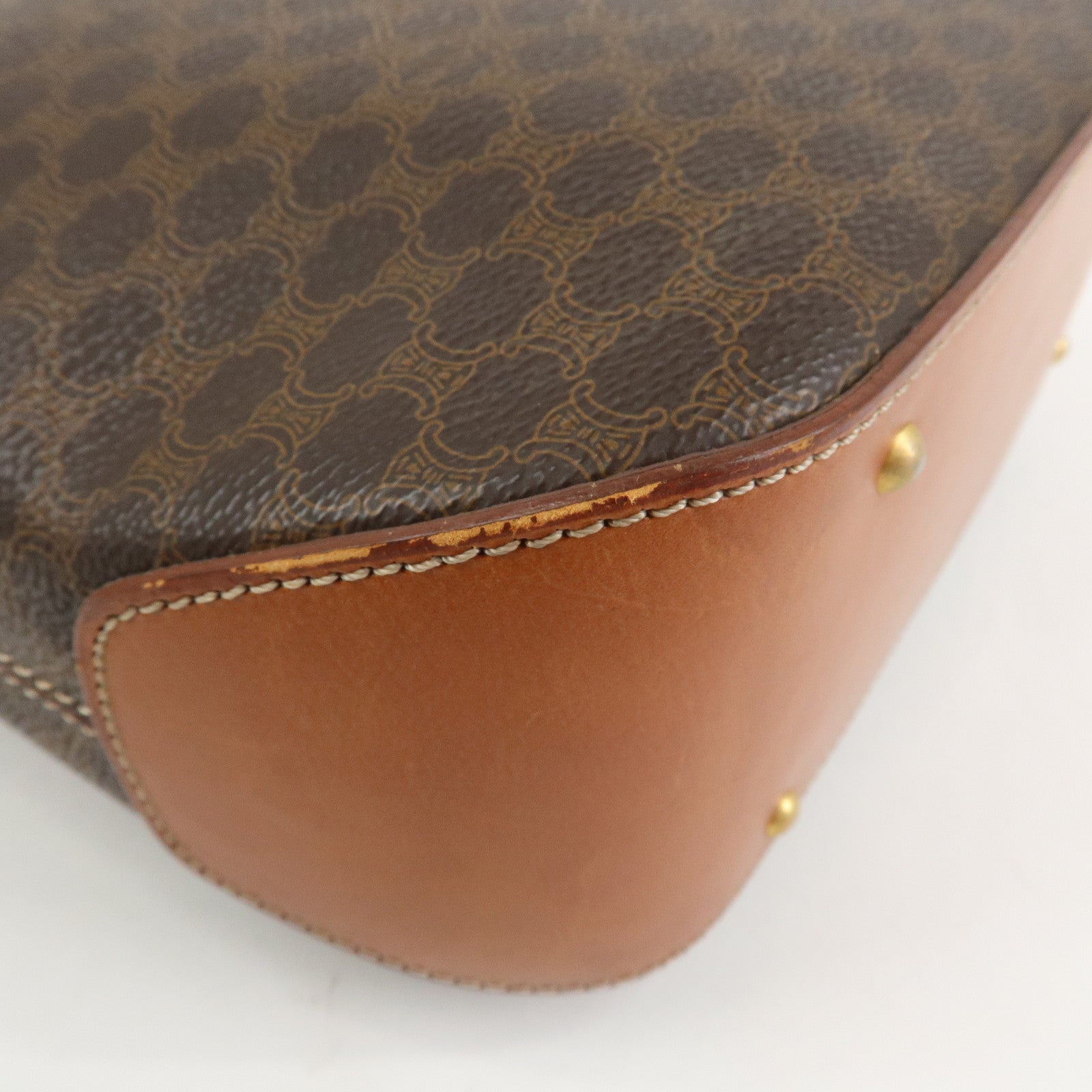CELINE Macadam PVC Canvas Leather Shoulder Bag Crossbody Bag Brown