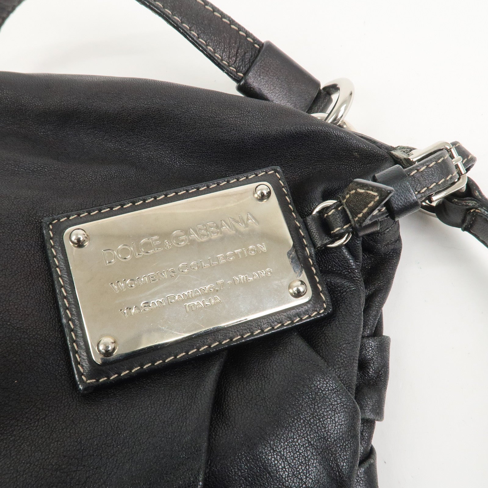 Dolce&Gabbana Leather 2Way Bag Shoulder Crossbody Bag Black