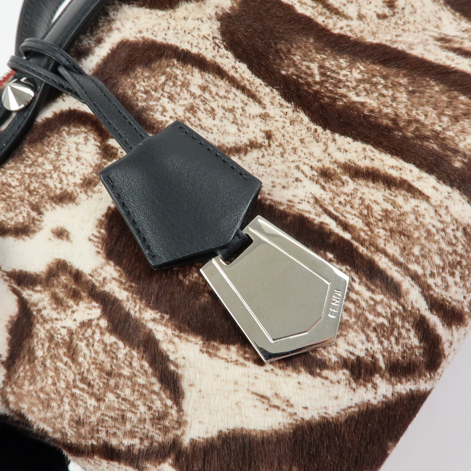 FENDI By The Way Pony Hair Calf Leather Leopard 2Way Bag 8BL125