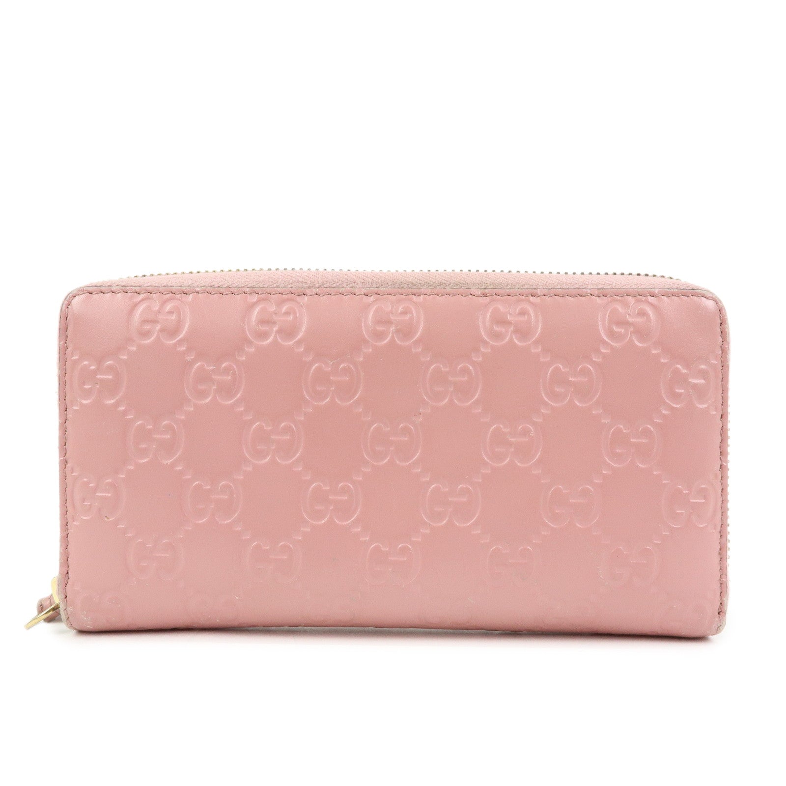 GUCCI Guccissima Leather Round Zippy Long Wallet Pink 410102