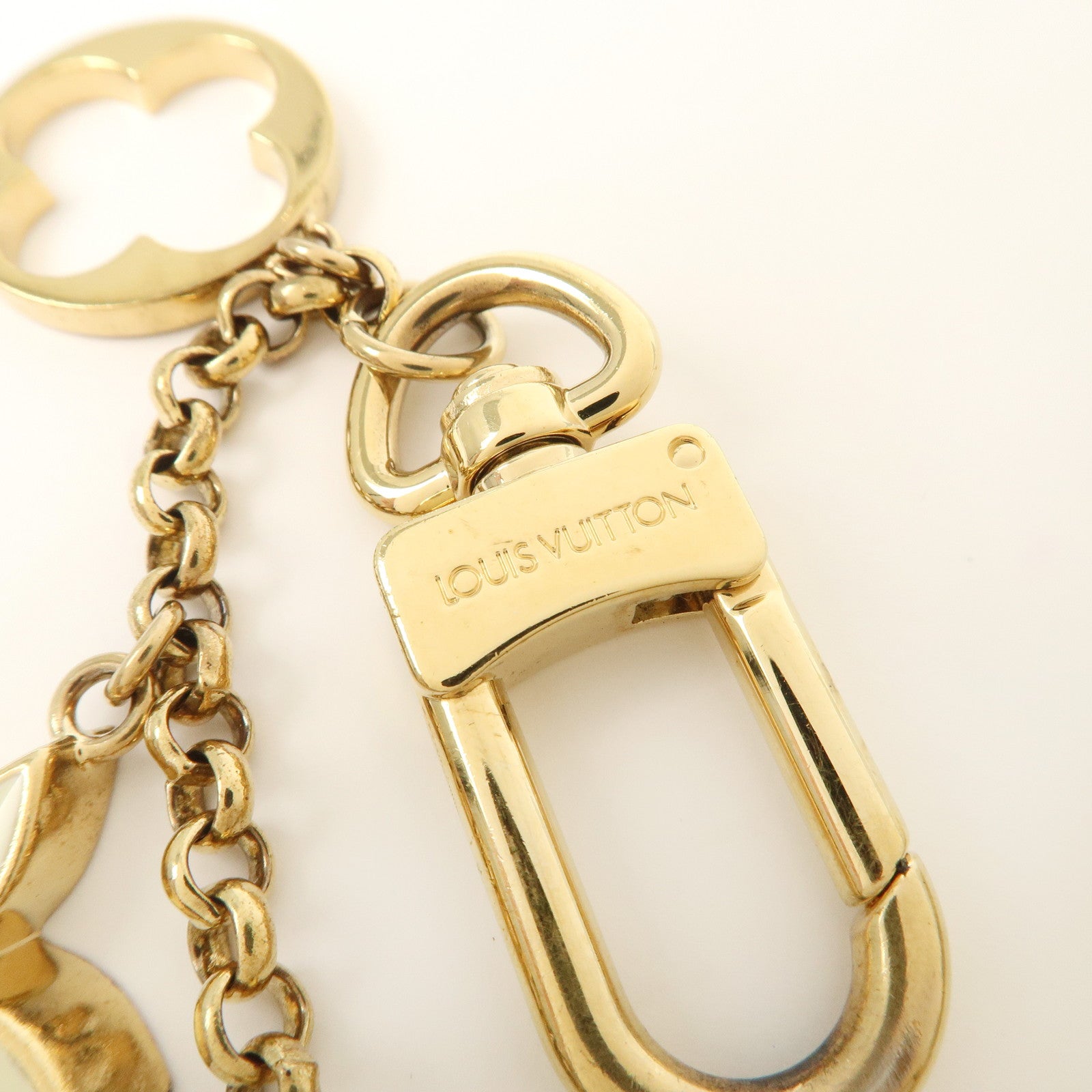 Louis Vuitton Fleur de Monogram Bag Charm Key Chain Gold M65111