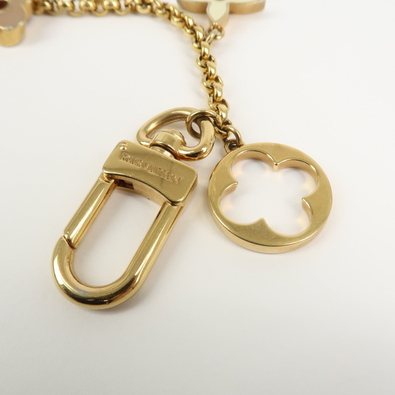 Louis Vuitton Fleur de Monogram Bag Charm Key Chain Gold M65111