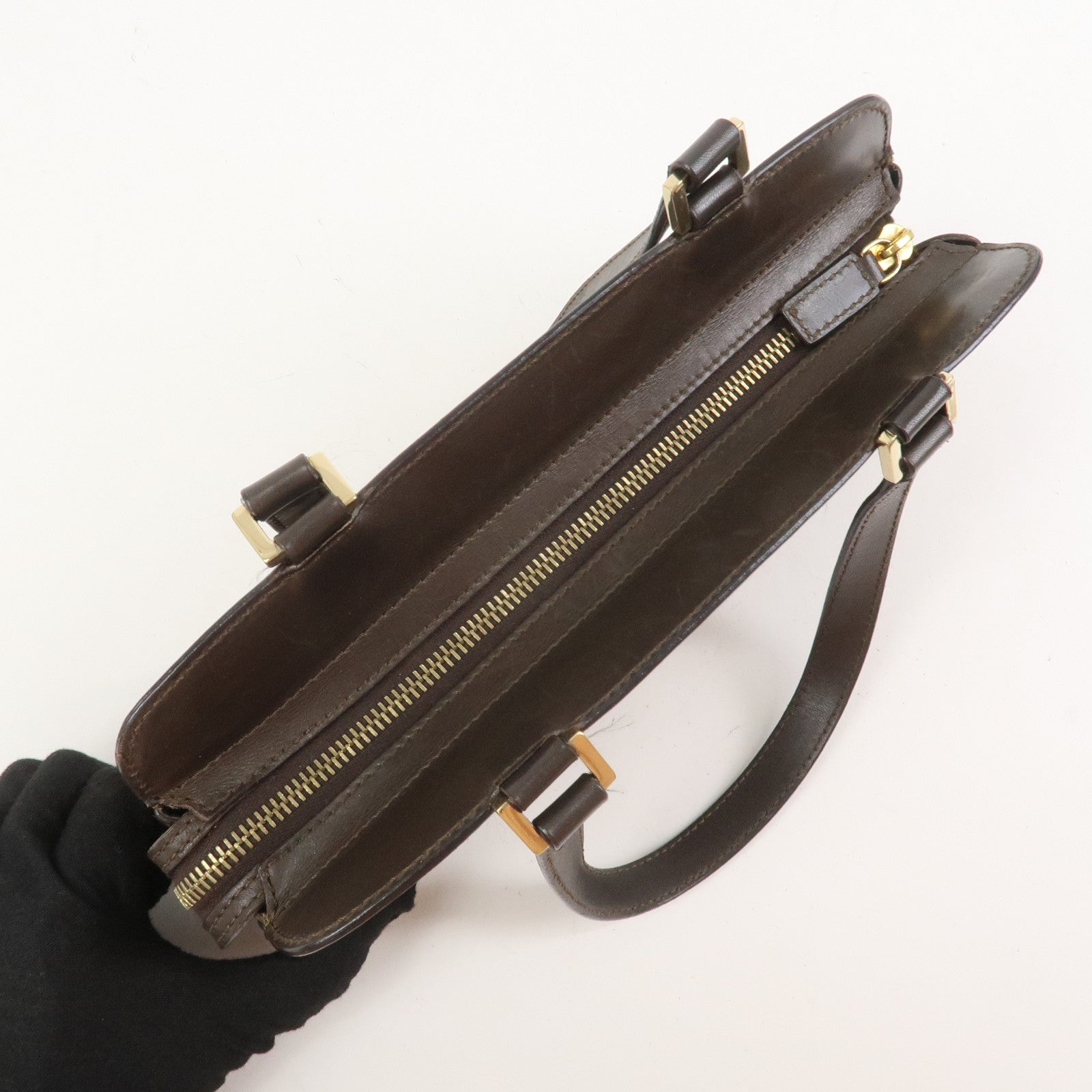 CELINE C Macadam Canvas Leather Hand Bag Brown