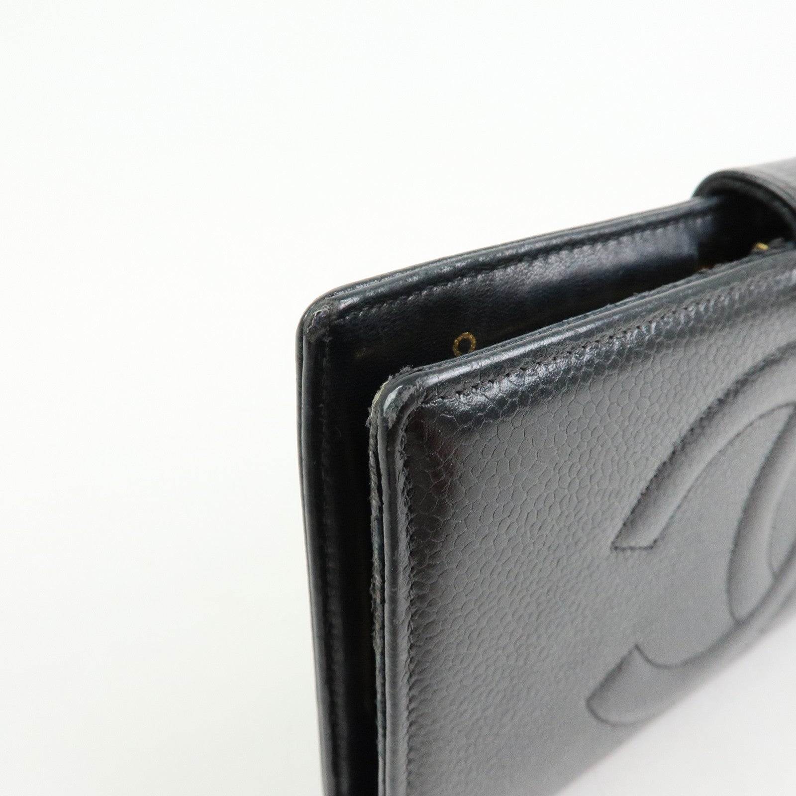 CHANEL COCO Mark Caviarskin Long Wallet Black