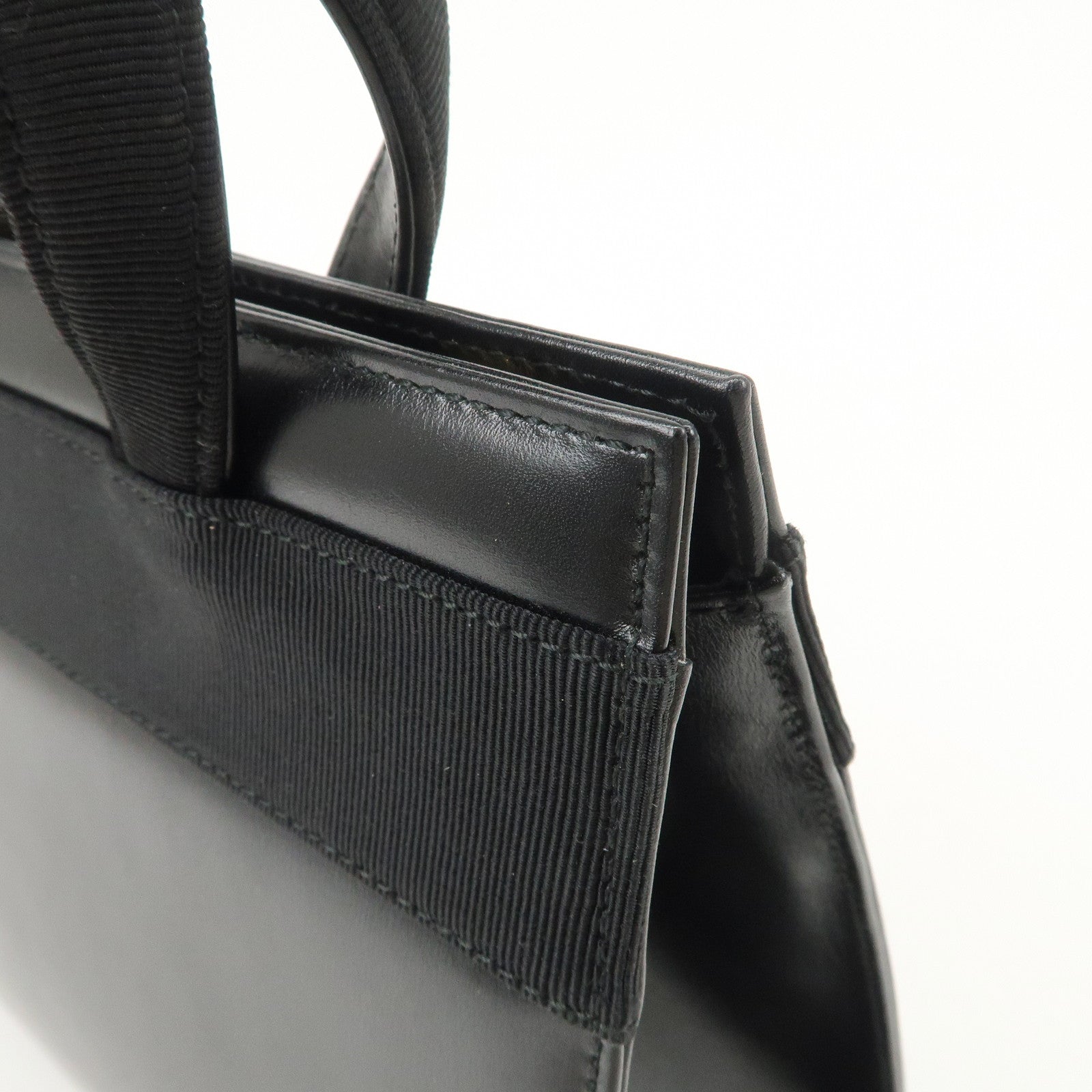 Ferragamo Vara Leather 2Way Hand Bag Shoulder Bag Black Used