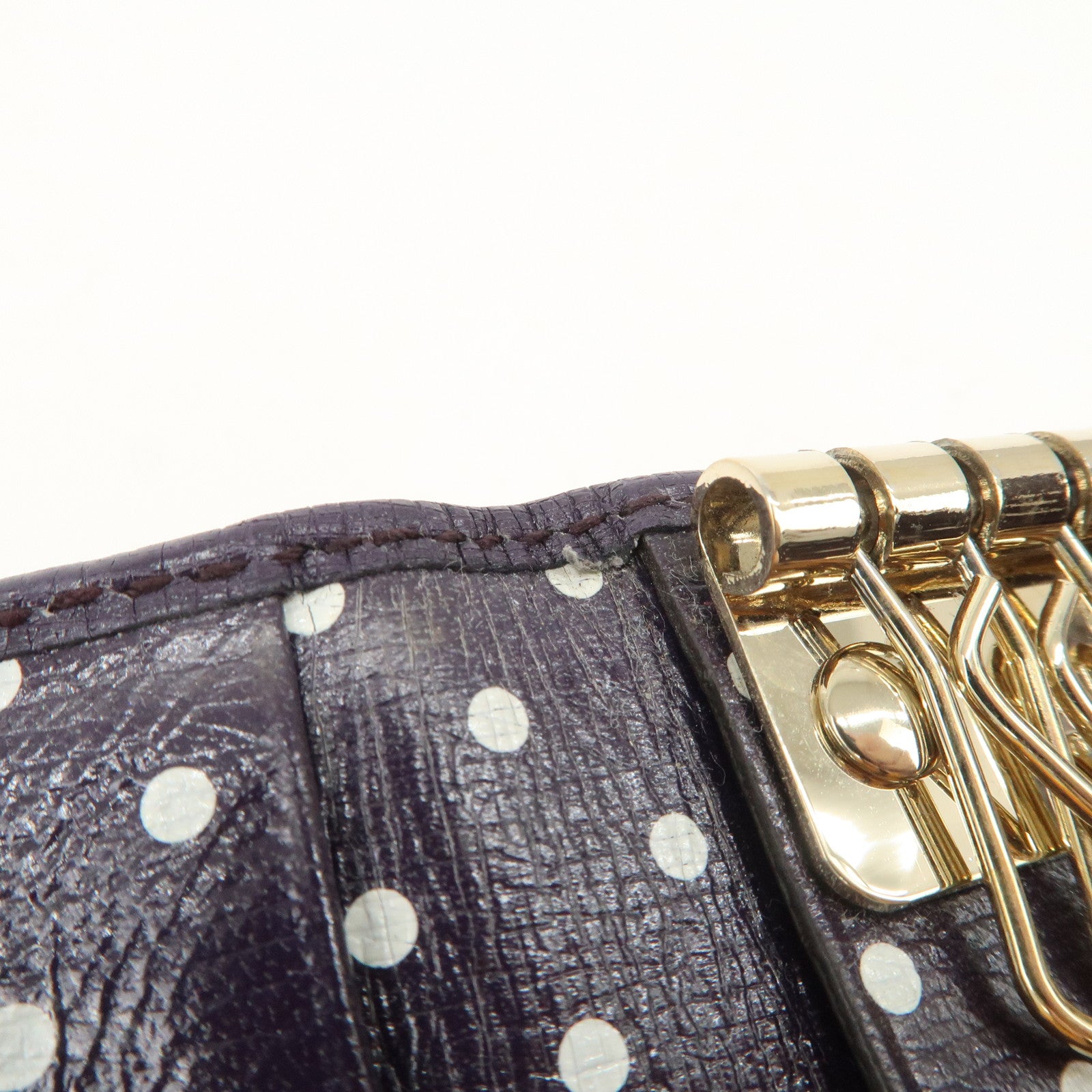 GUCCI Interlocking G Leather 6 Rings Key Case Purple 309706