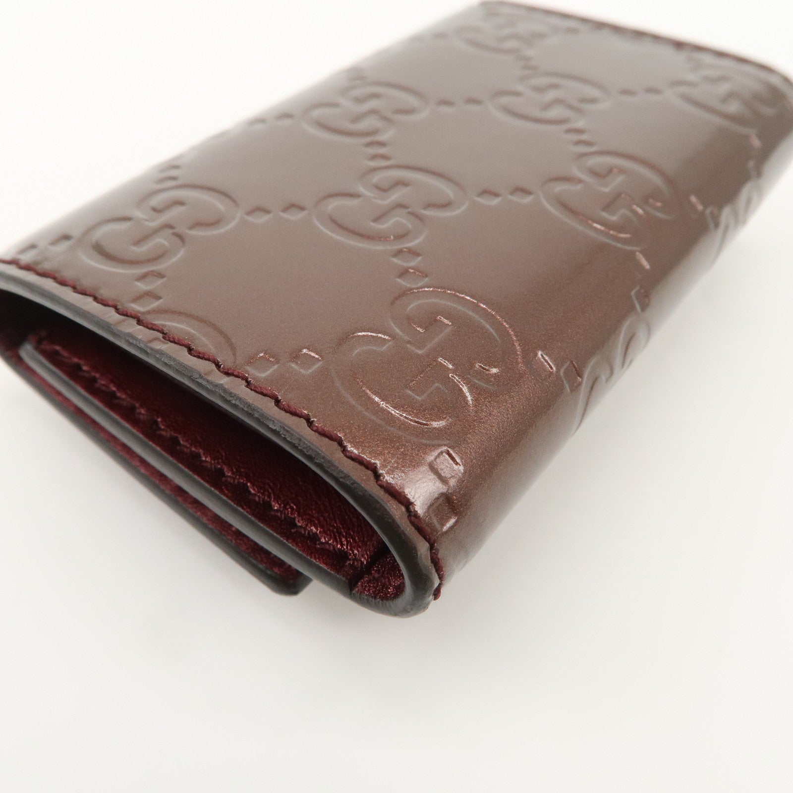 GUCCI Lovely Heart Guccissima Leather 6 Rings Key Case Brown 257217