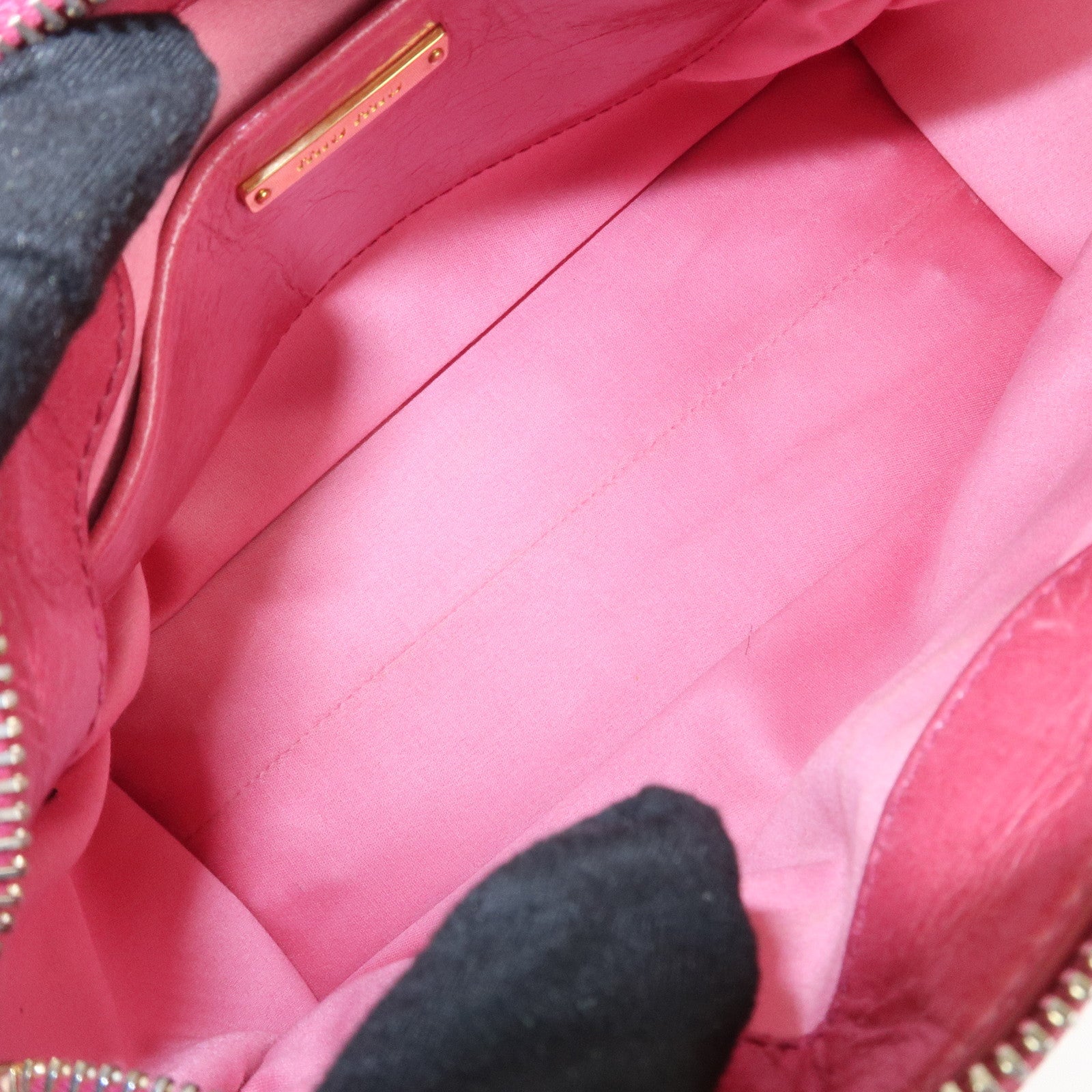 MIU MIU Logo Leather 2Way Bag Hand Bag Shoulder Bag Pink 5BB104