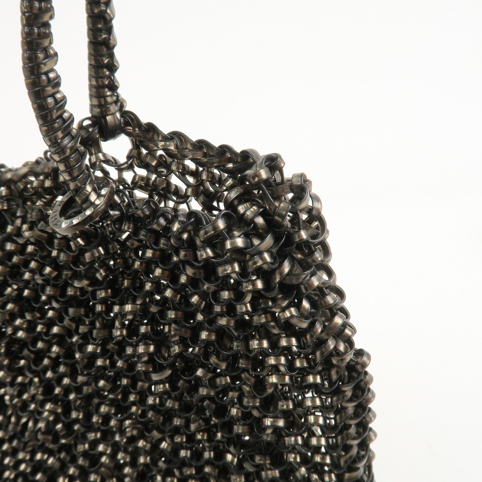 ANTEPRIMA Wire Bag PVC Leather Hand Bag Flower Motif Black Gold