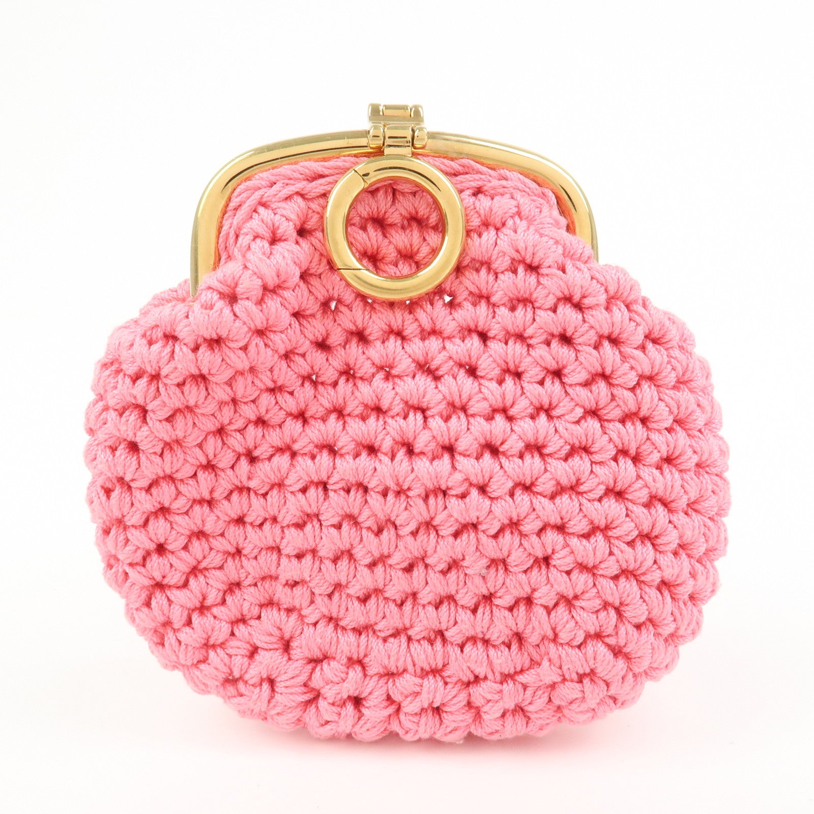 FENDI Small Cotton Knit Pouch Coin Case Pink 8M0454