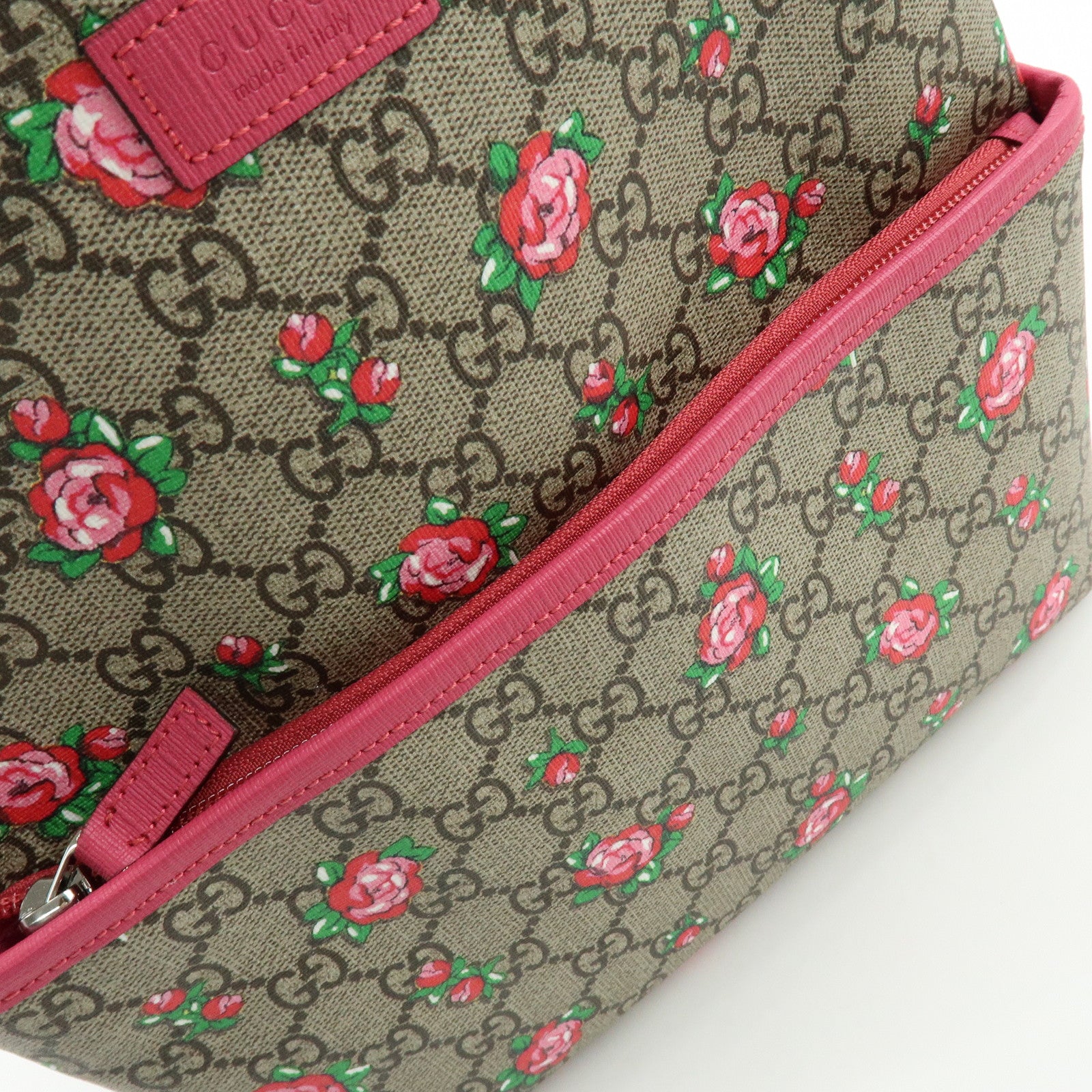 GUCCI Children’s GG Supreme Rose Heart Backpack Beige Pink 271327