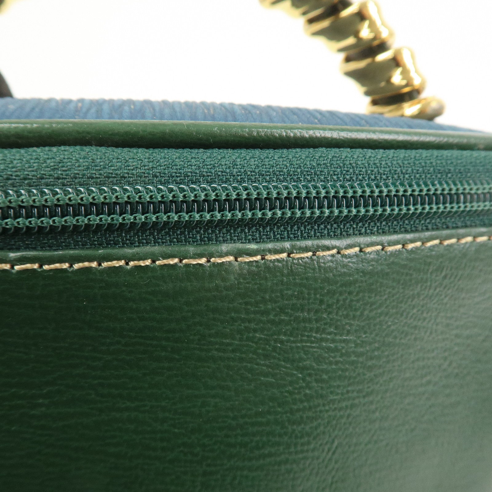 LOEWE Velazquez Calf Leather Hand Bag Vanity Bag Green