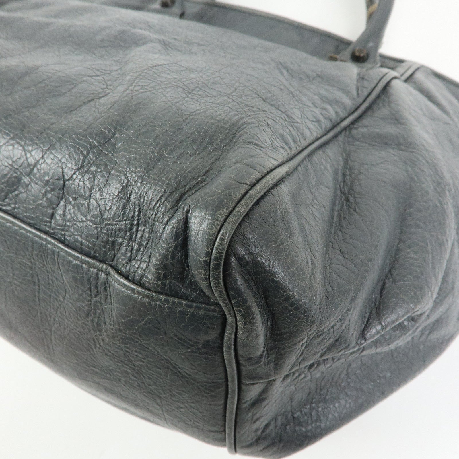 BALENCIAGA The Sunday Leather Tote Bag Hand Bag Gray 228750