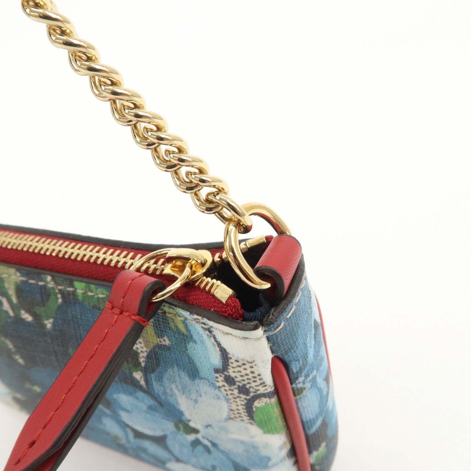 GUCCI GG Supreme GG Blooms Cosmetic Pouch Hand Bag Blue Red 429766