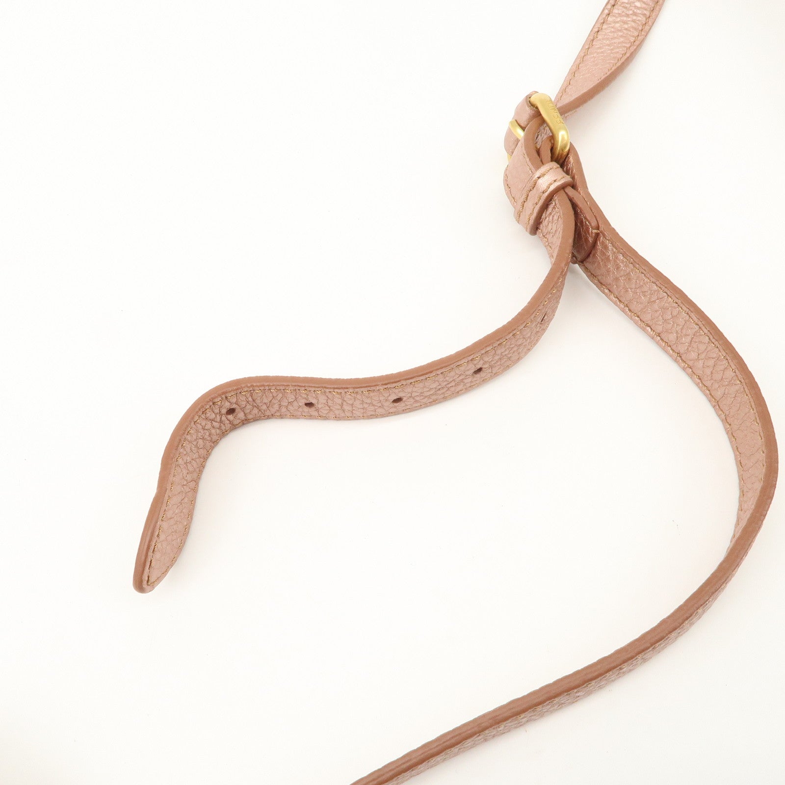 FENDI Seleria Leather Shoulder Bag Champagne Pink 8BT200