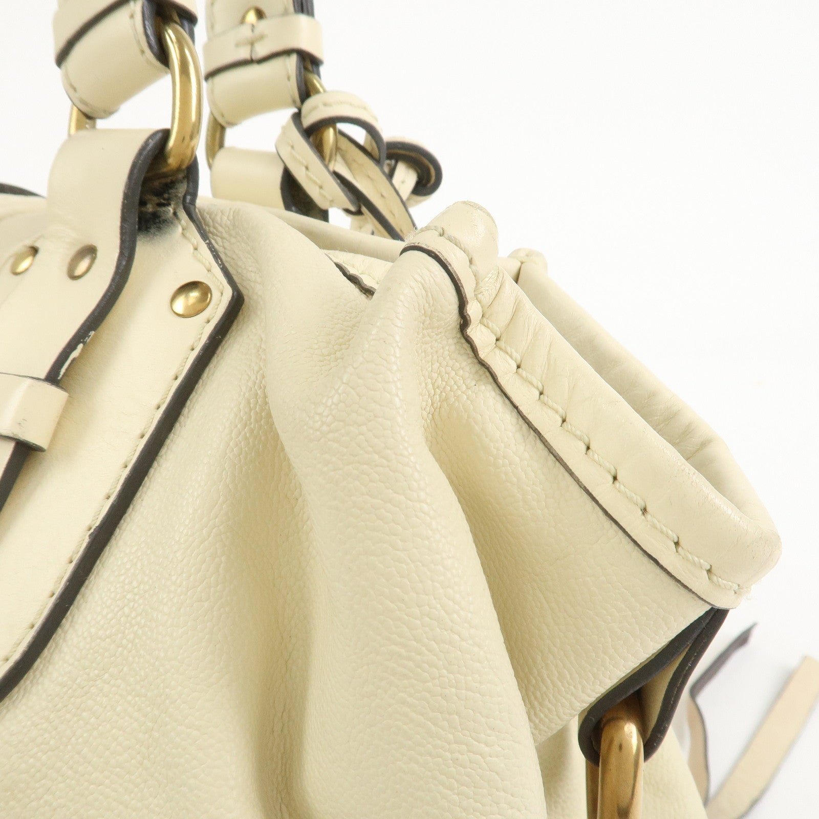 Chloe Kerala Leather Shoulder Bag Hand Bag Ivory Brown