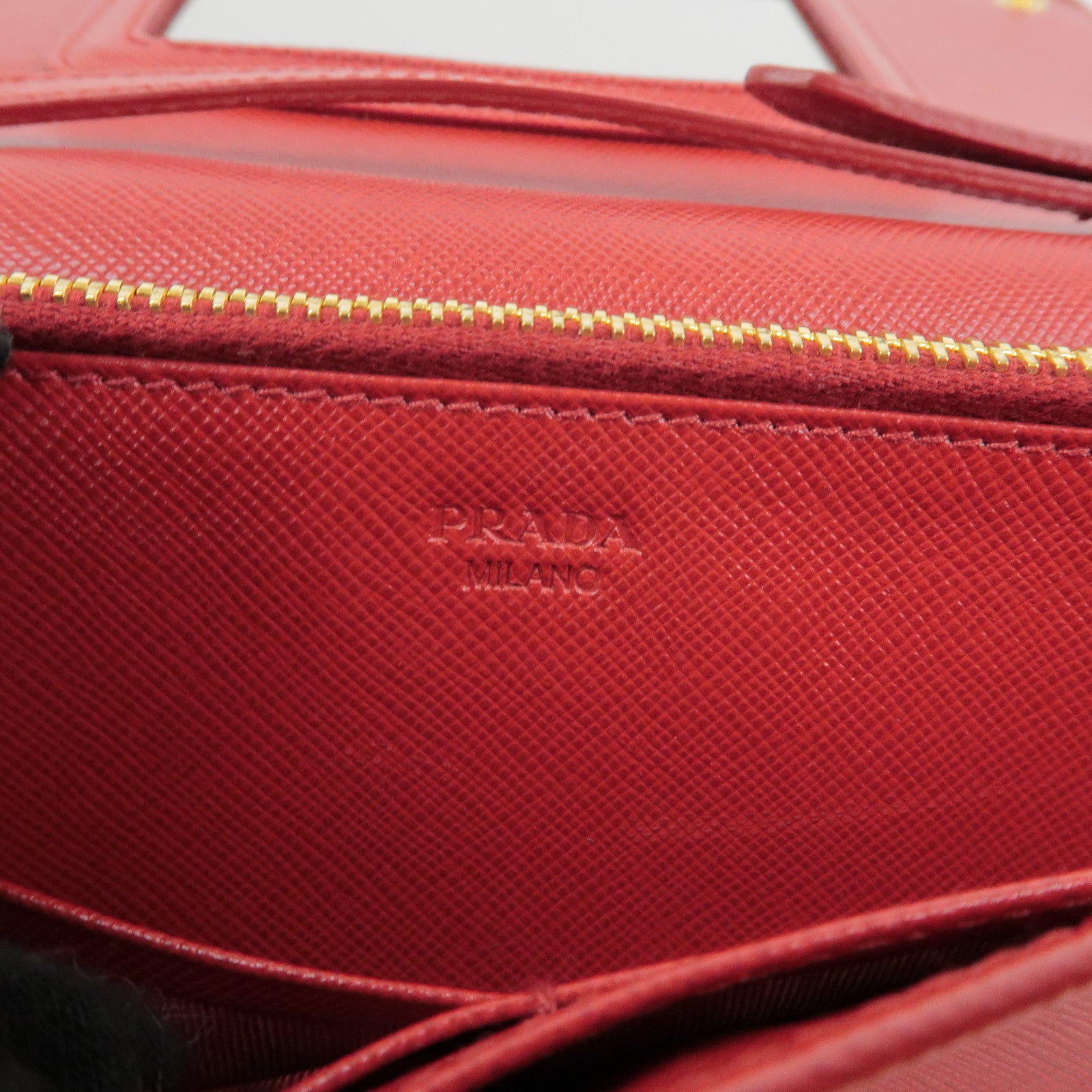 PRADA Saffiano Leather Shoulder Bag Crossbody Bag Red 1M1361