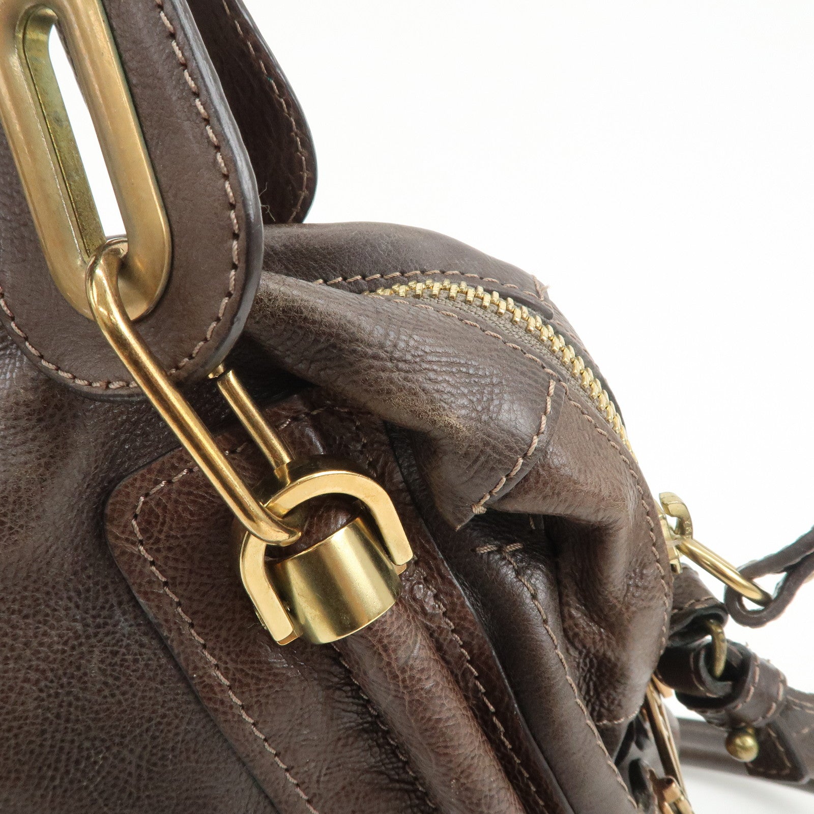 Chloe Paraty Leather 2Way Bag Hand Bag Shoulder Bag Dark Brown