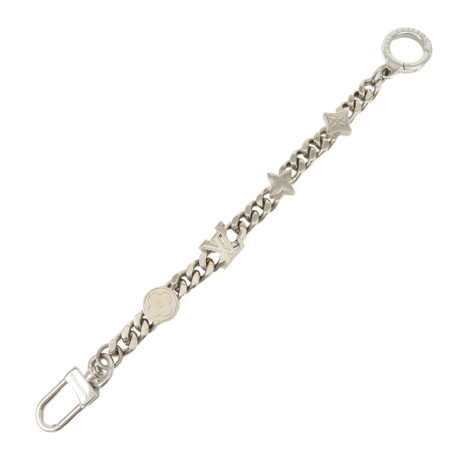 Louis Vuitton Monogram Element Chain Metal Bag Charm Silver M01468 Used