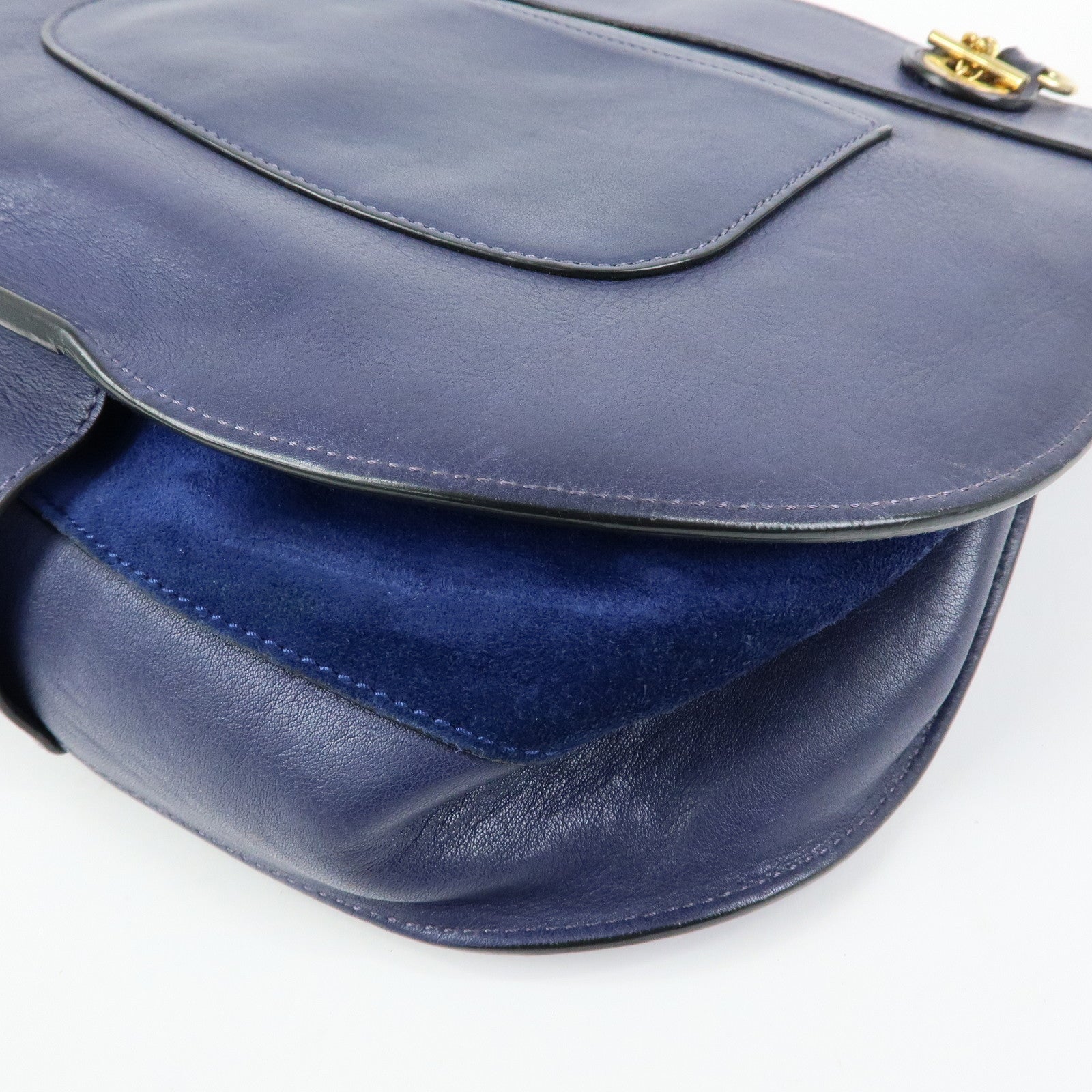 Chloe Goldie Leather Suede 2Way Hand Bag Shoulder Bag Navy