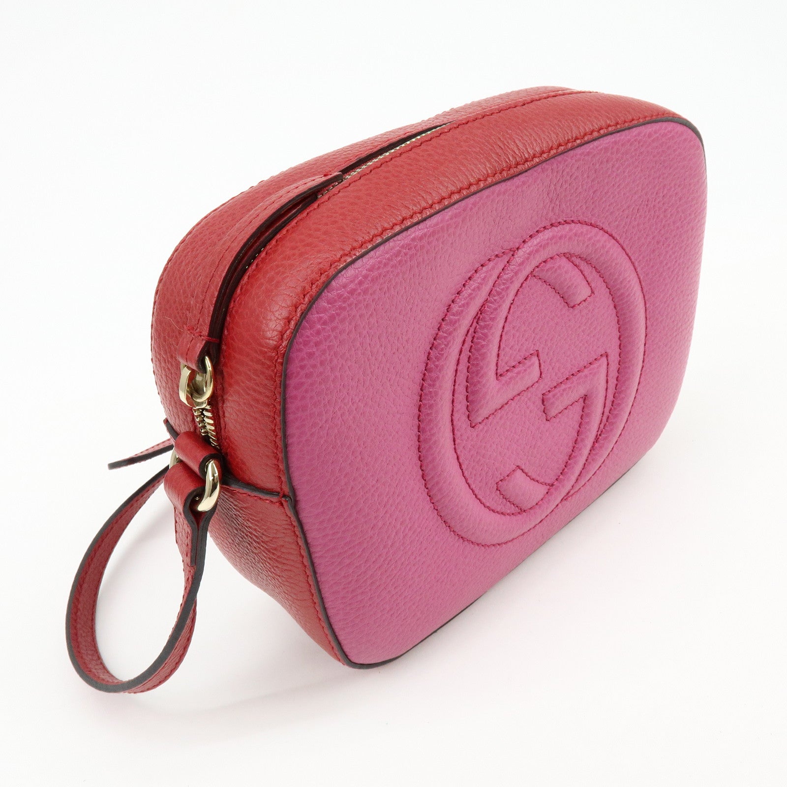 GUCCI SOHO Leather Shoulder Crossbody Bag Pink Red 431567