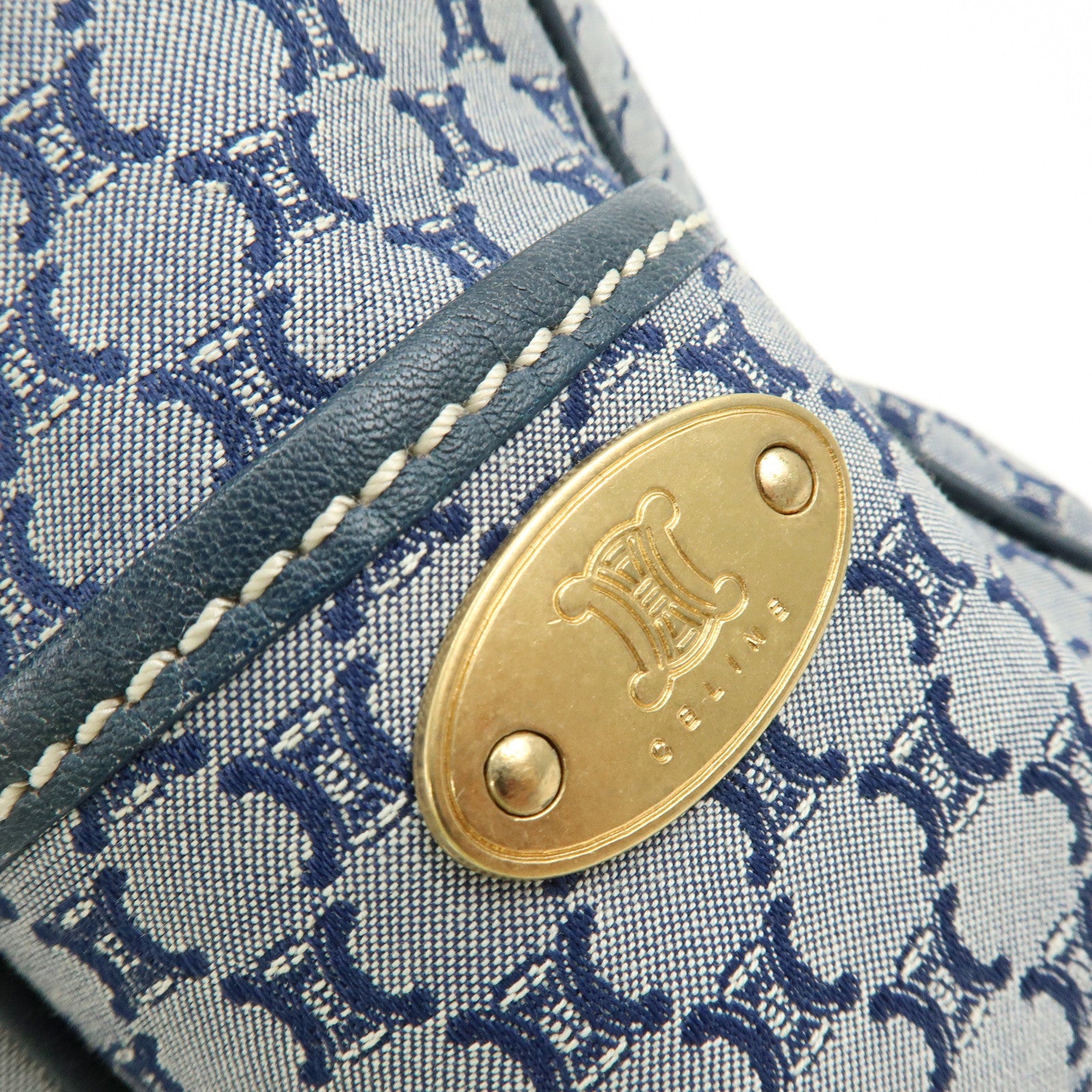 CELINE Macadam Canvas Leather Boogie Bag Hand Bag Navy