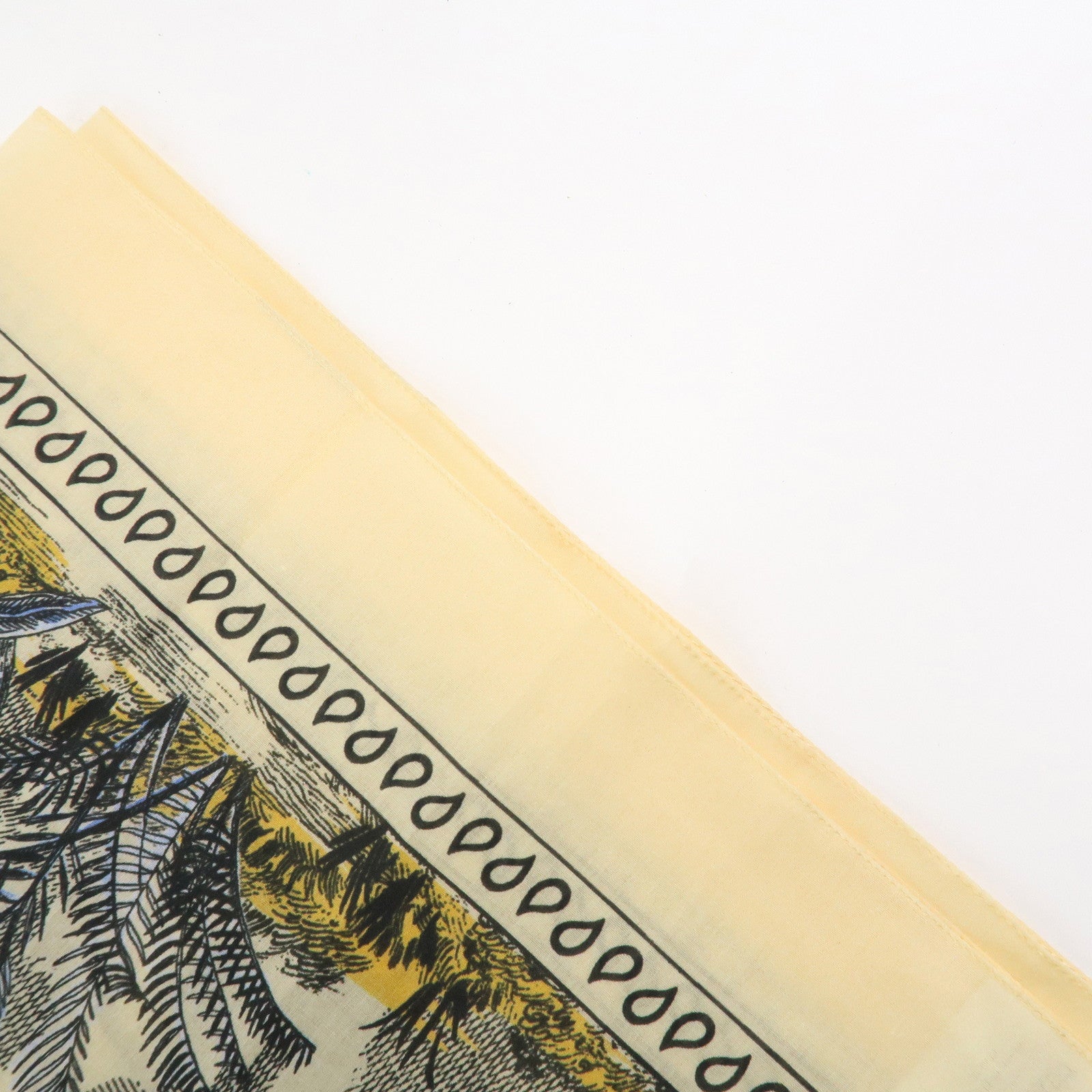 Christian Dior Cotton100％ Scarf Cactus Butterfly 55×55 Yellow Beige