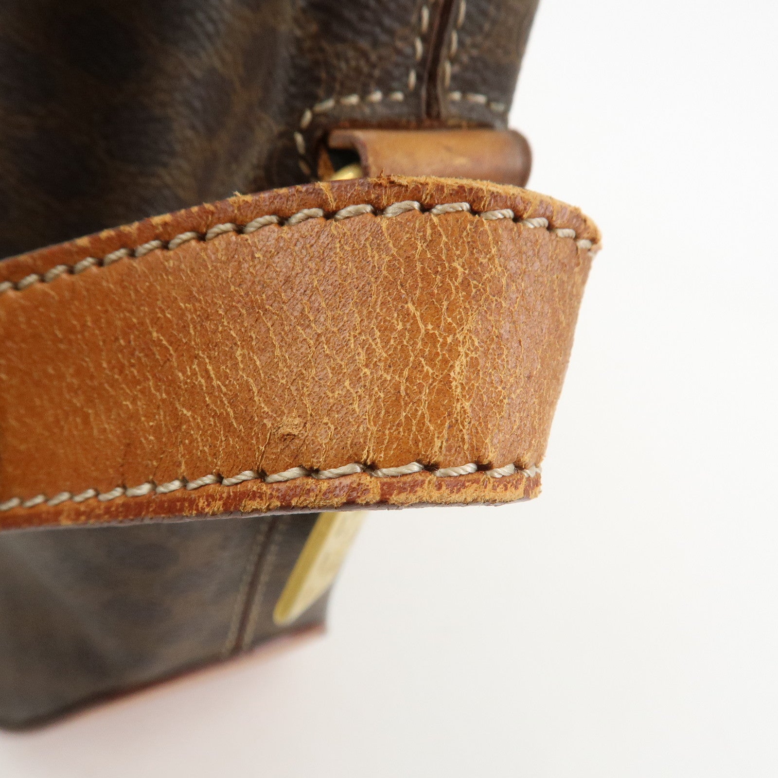 CELINE Macadam PVC Canvas Leather Shoulder Bag Crossbody Bag Brown