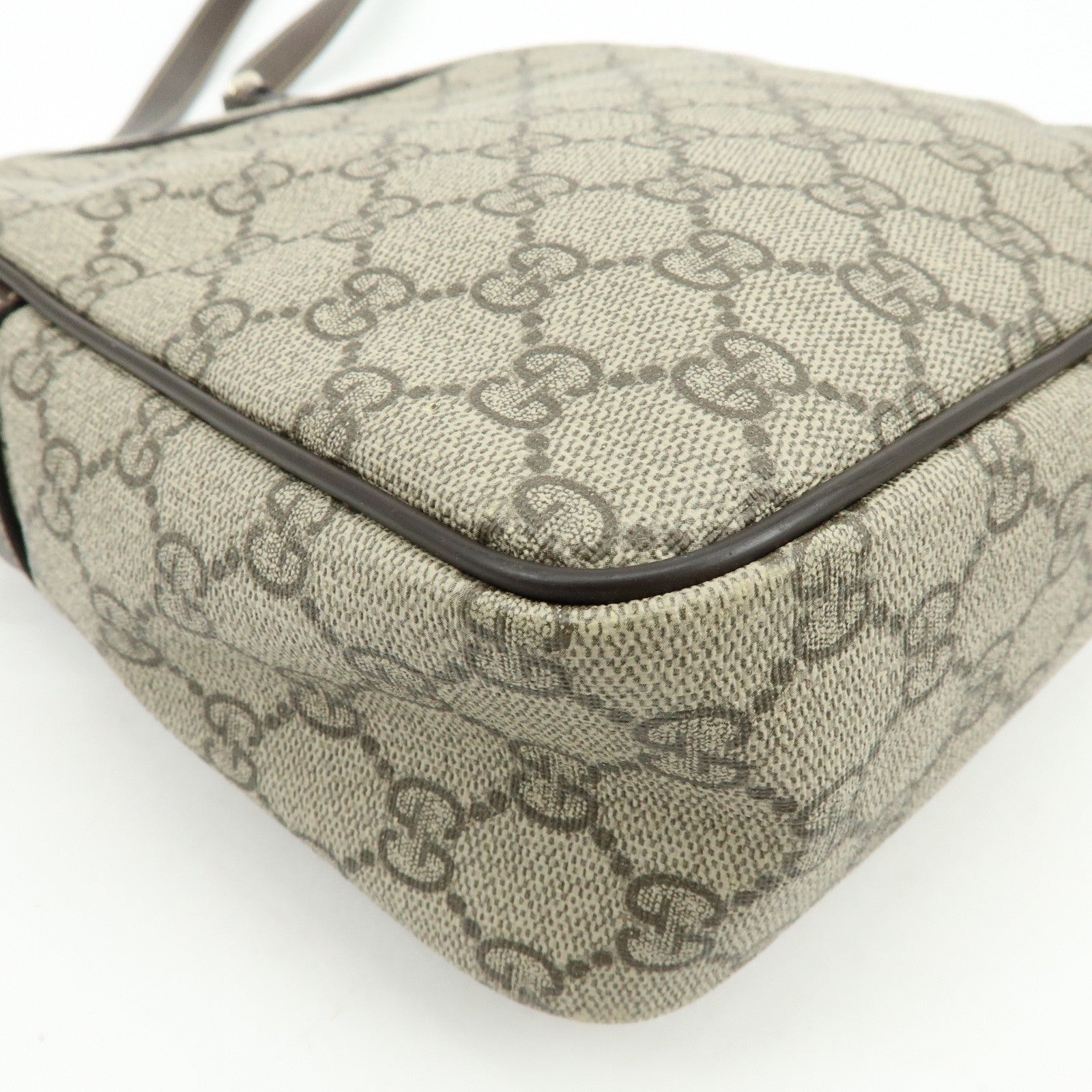 GUCCI GG Supreme Leather Shoulder Crossbody Bag Beige Brown 233268