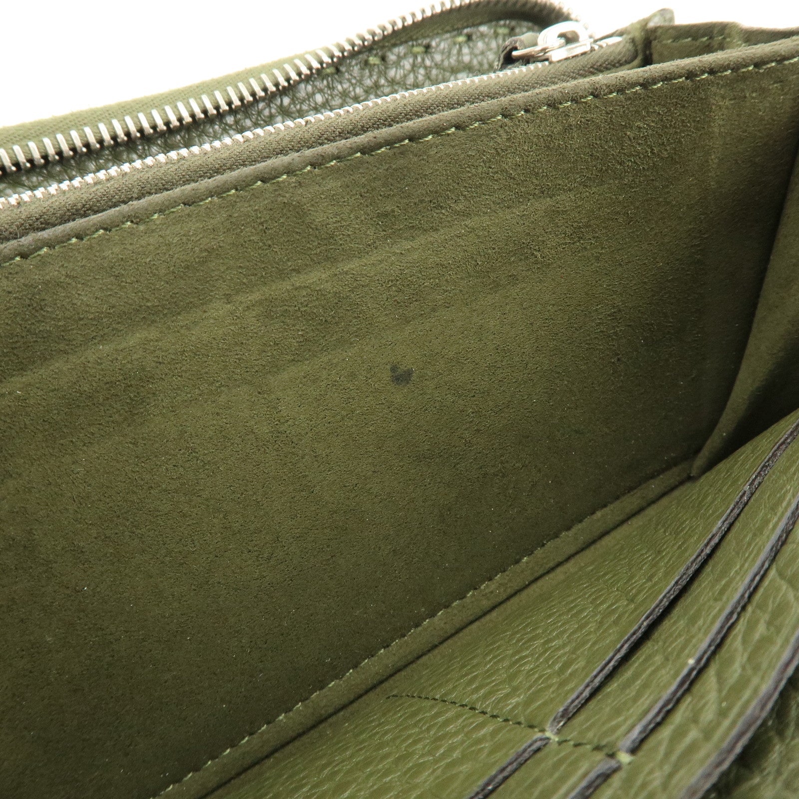 FENDI Selleria Leather Zippy Long Wallet Khaki 8M0299