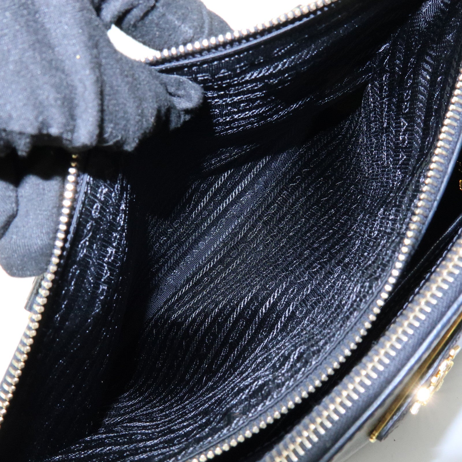 PRADA Saffiano Leather 2Way Bag Hand Bag Shoulder Bag Black 1BA801