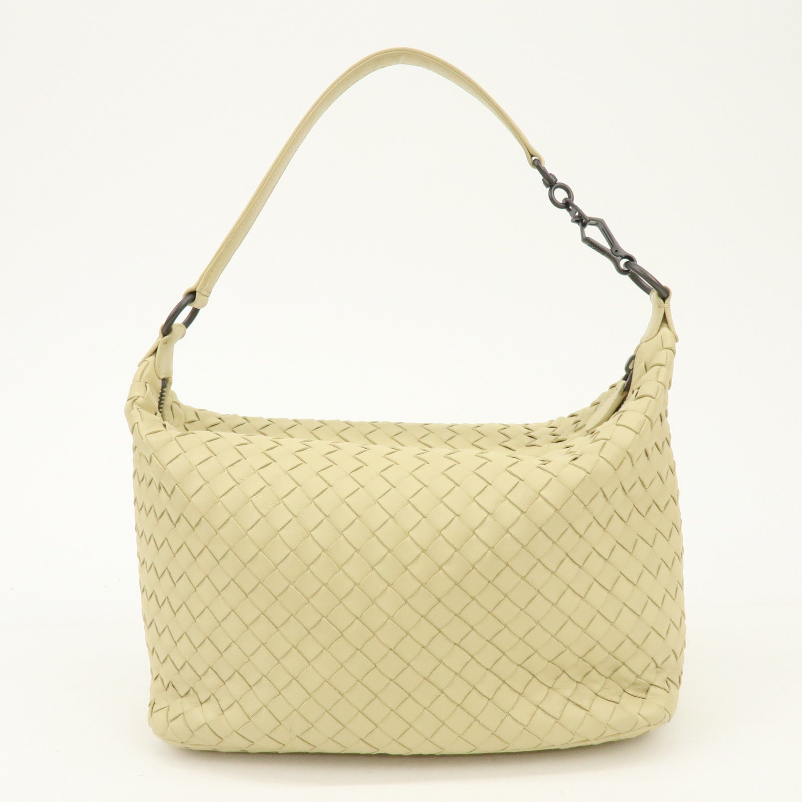 BOTTEGA VENETA Hobo Intrecciato Leather Shoulder Bag Beige 239988
