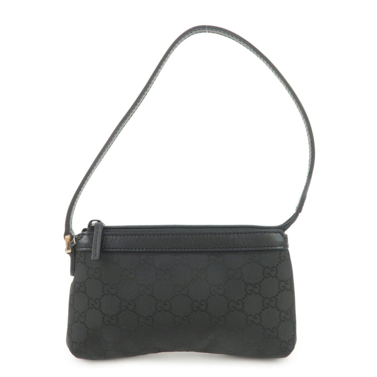 GUCCI GG Monogram Nylon Leather Shoulder Bag Pouch Black 272381