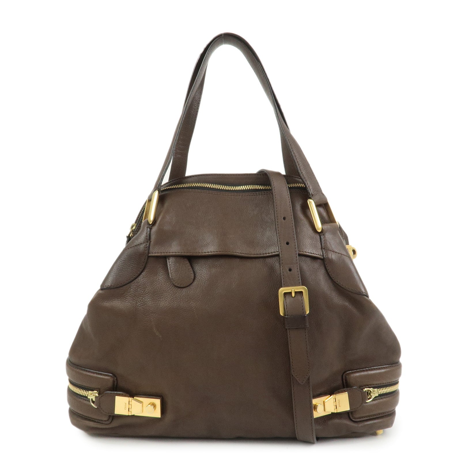 Chloe Marcie Leather 2Way Bag Shoulder Hand Bag Brown 03.10.662