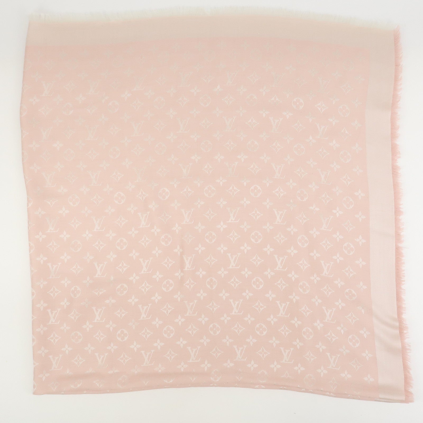 Louis Vuitton Monogram Silk Wook Shawl Scarf Rose Pink M72046