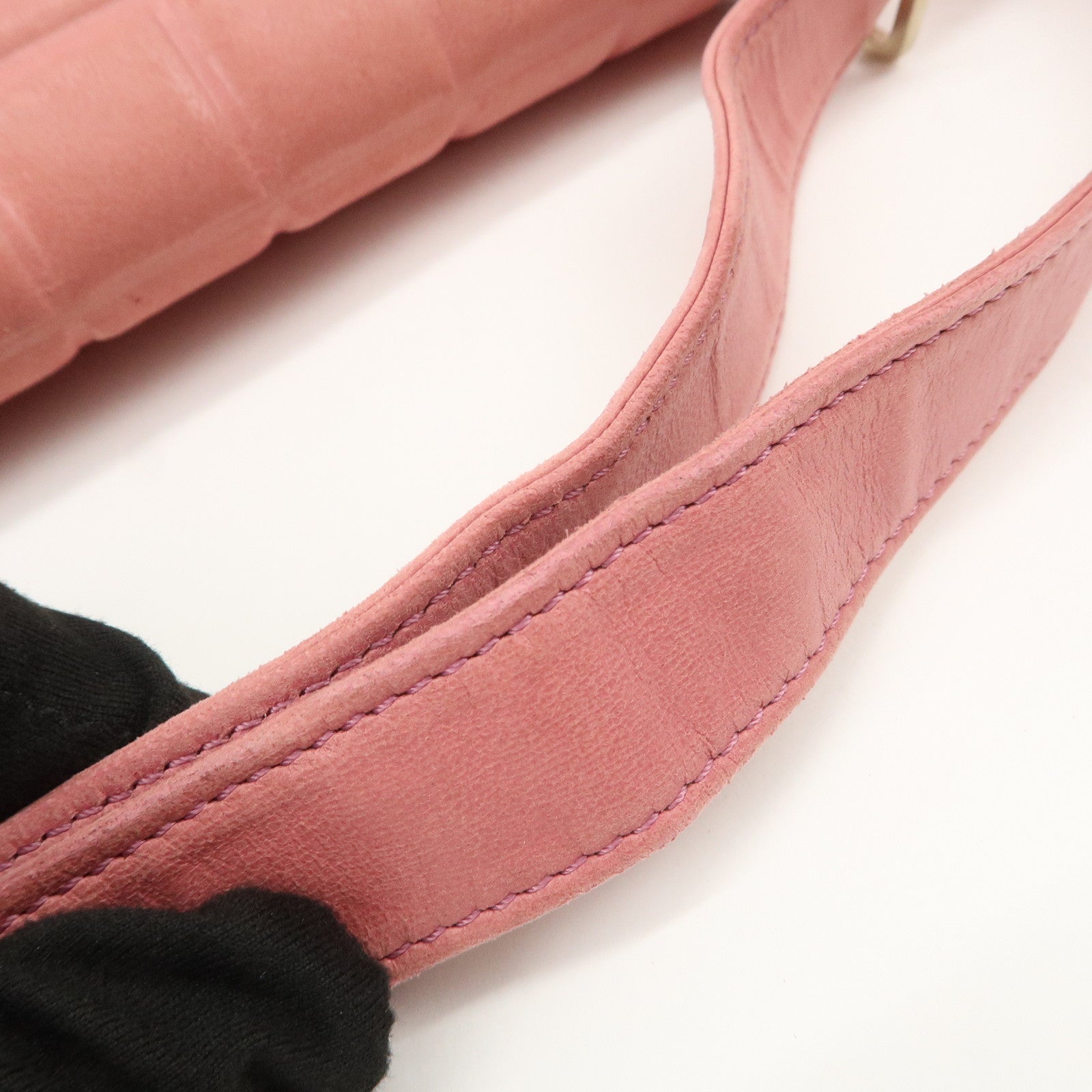 CHANEL COCO Mark Chocolate Bar Lamb Skin Shoulder Bag Pink