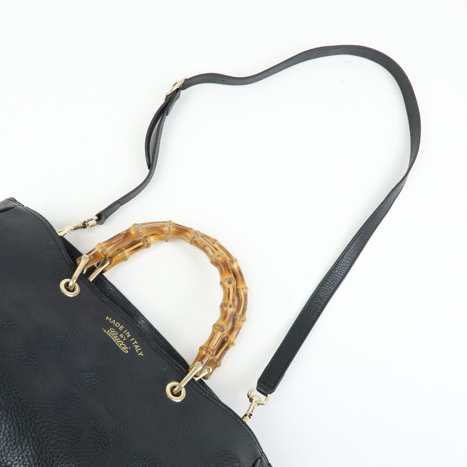 GUCCI Bamboo Shopper Medium Leather 2Way Hand Shoulder Bag 323660