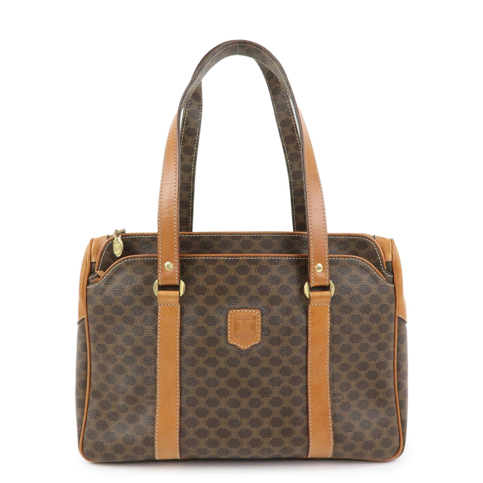 CELINE Macadam PVC Leather Tote Bag Shoulder Bag Hand Bag Brown