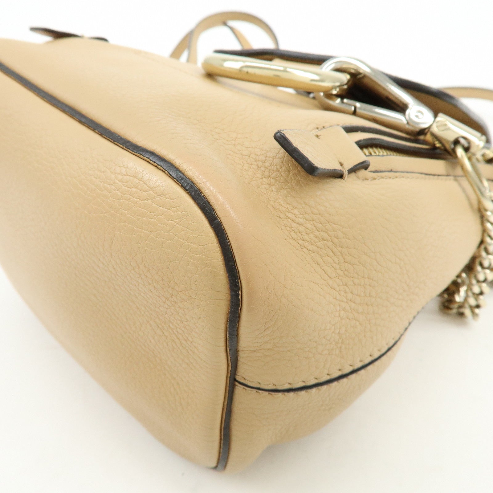 Chloe Faye Suede Leather 2Way Bag Backpack Hand Bag Beige