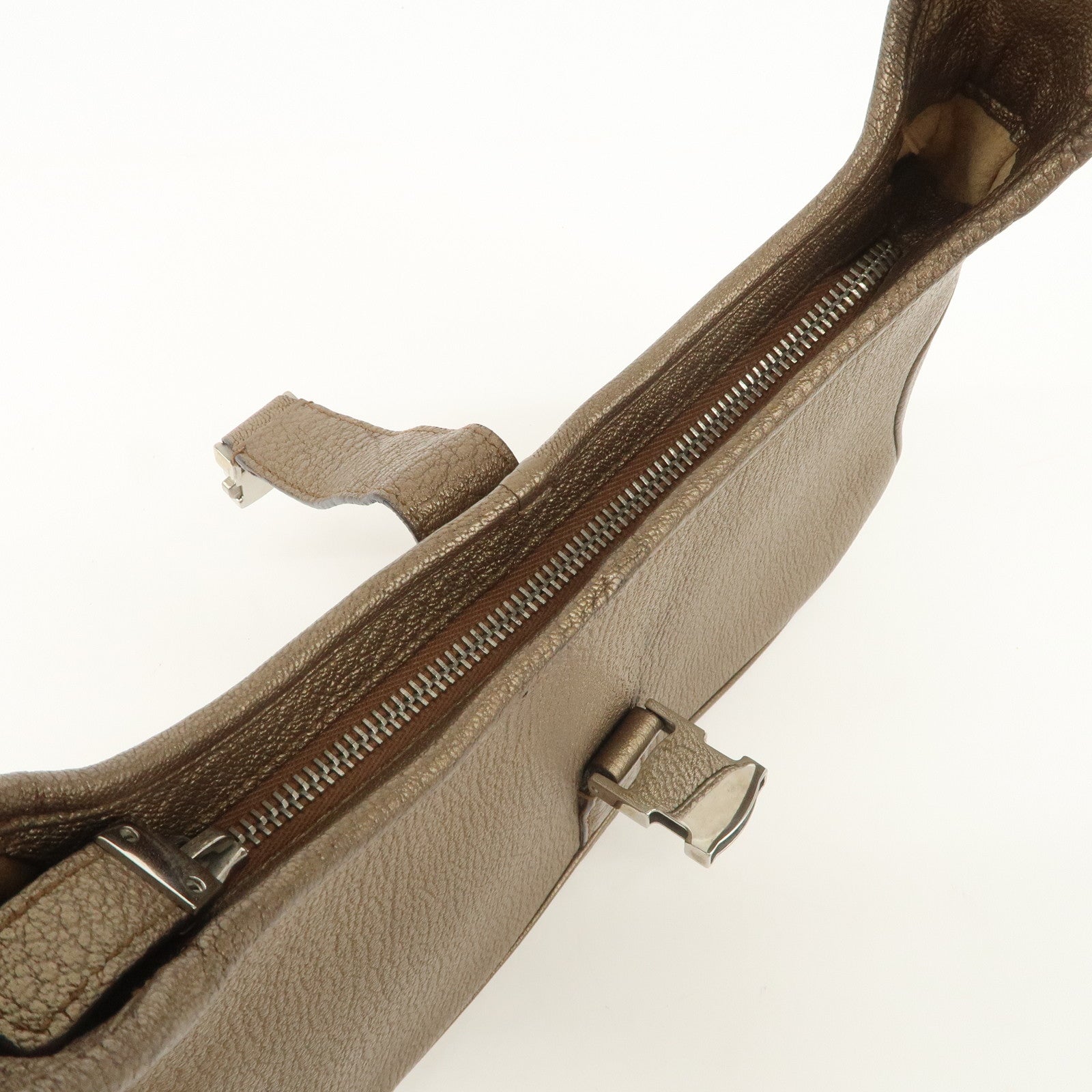Ferragamo Leather Shoulder Bag Hand Bag Bronze