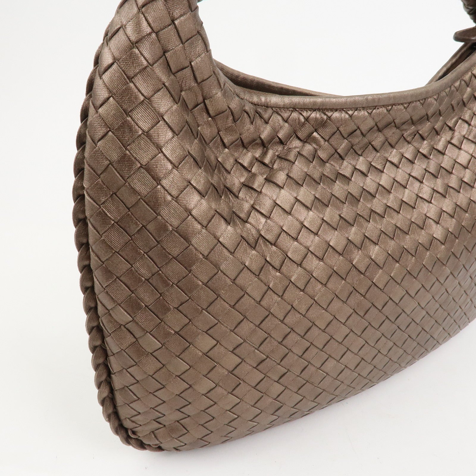 BOTTEGA VENETA Intrecciato Leather Shoulder Bag Metaric Brown