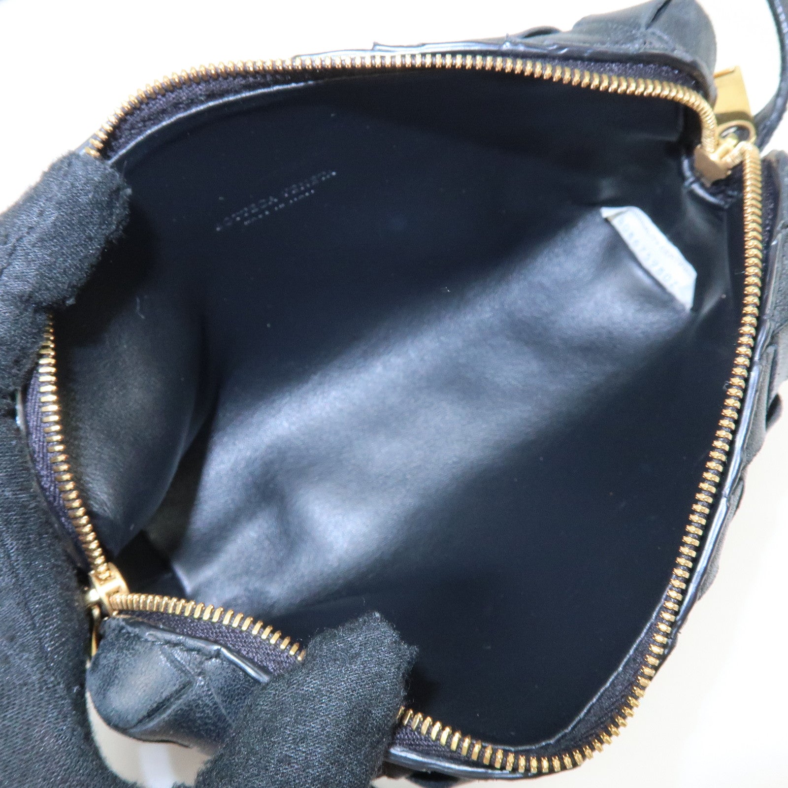 BOTTEGA VENETA Intrecciato Leather Shoulder Bag Crossbody Bag Black