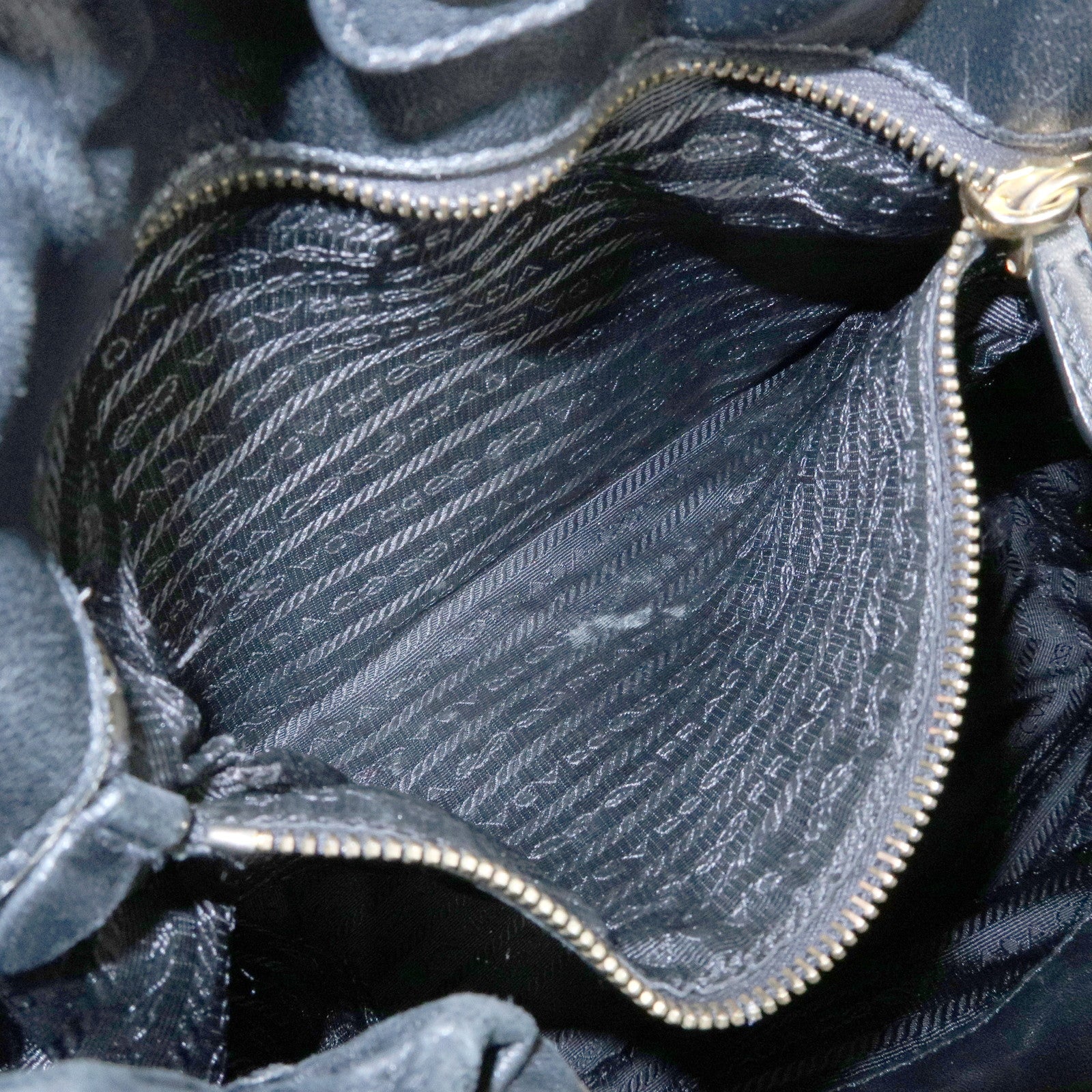 PRADA Leather Drawstring Shoulder Bag Hand Bag Black